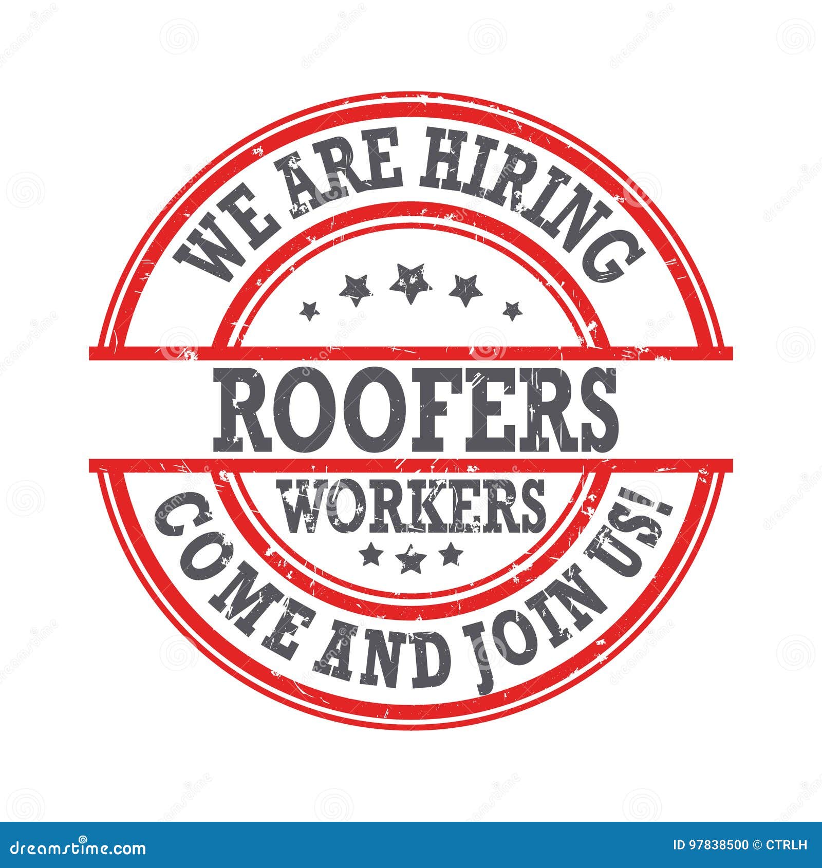 roofers workers - we are hiring - job offer stamp