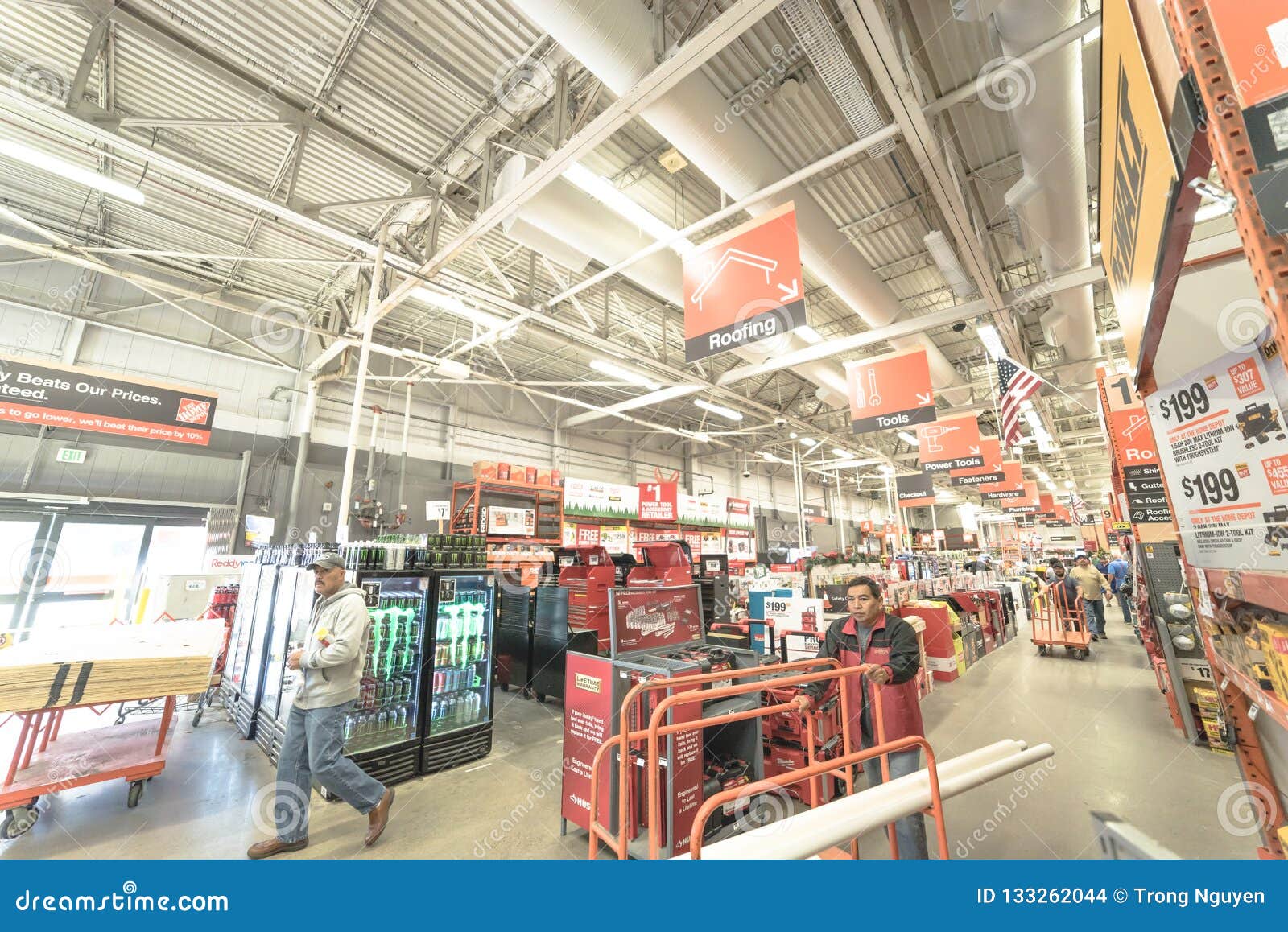 Aisle at The Home Depot hardware store. The Home Depot is the