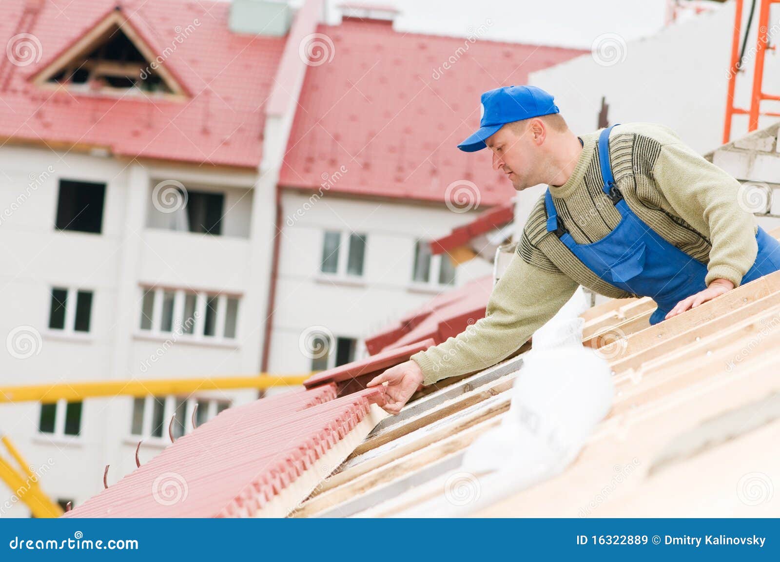 Roofing tiling works stock image. Image of journeyman 16322889