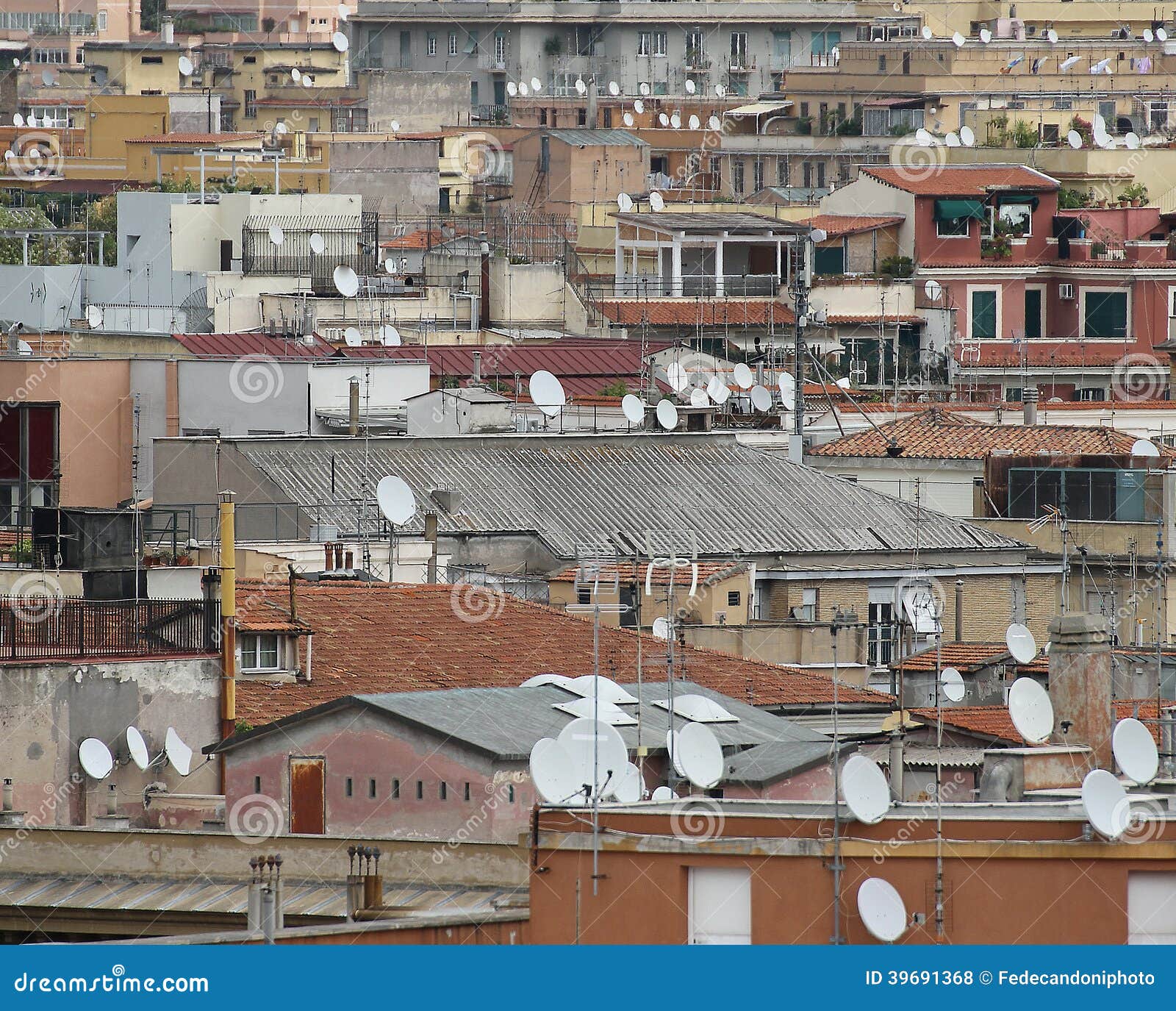 roofs of the metropolis with antenna