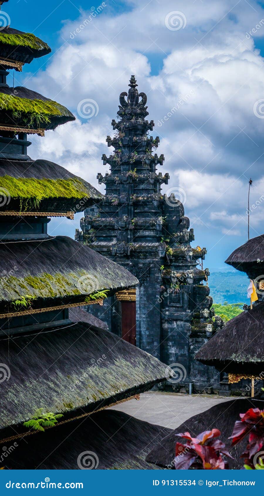 Roofs In Pura Besakih Temple In Bali Island Indonesia Stock Photo