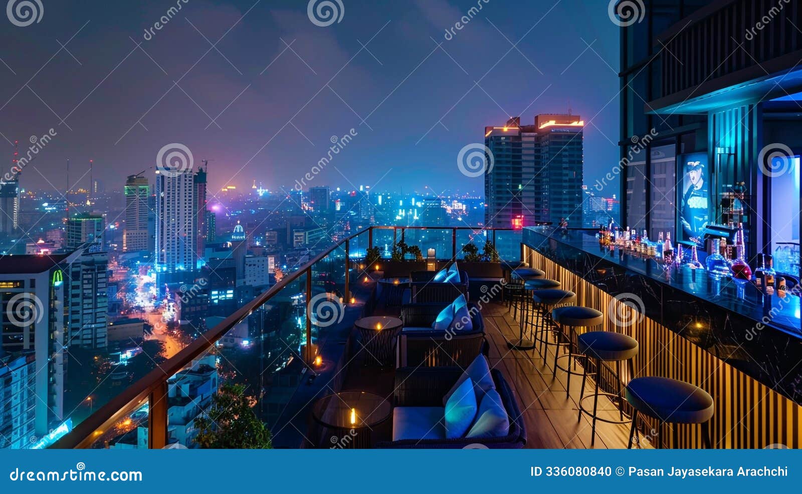 rooftop bar showcases panoramic city views