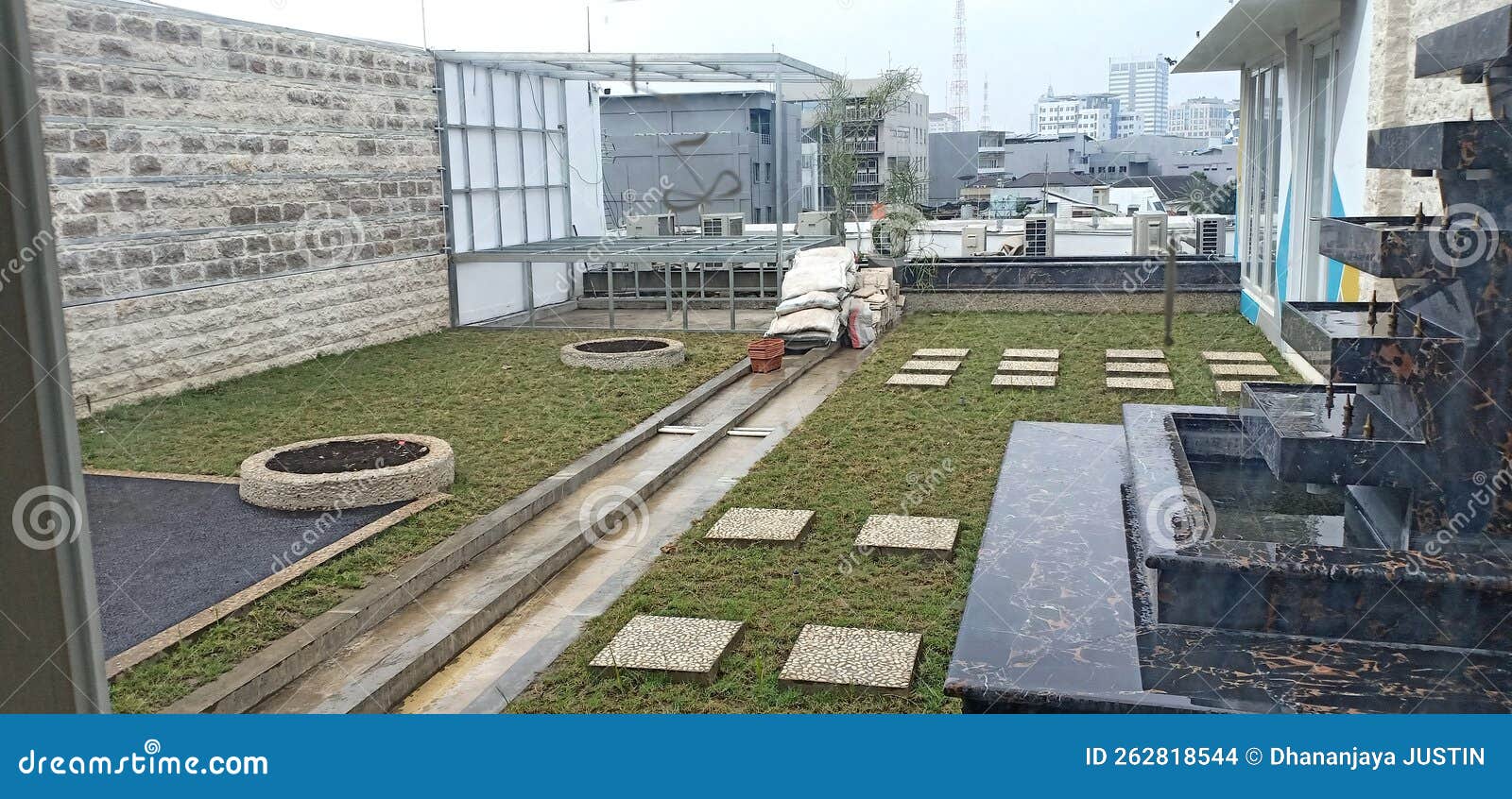 The Rooftop Design Minimalis Garden at Jakarta Stock Photo Image of