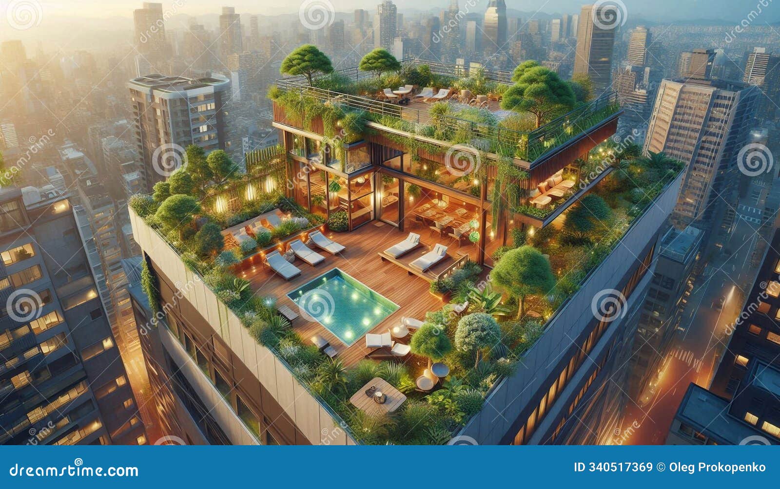 rooftop garden in two-floor style