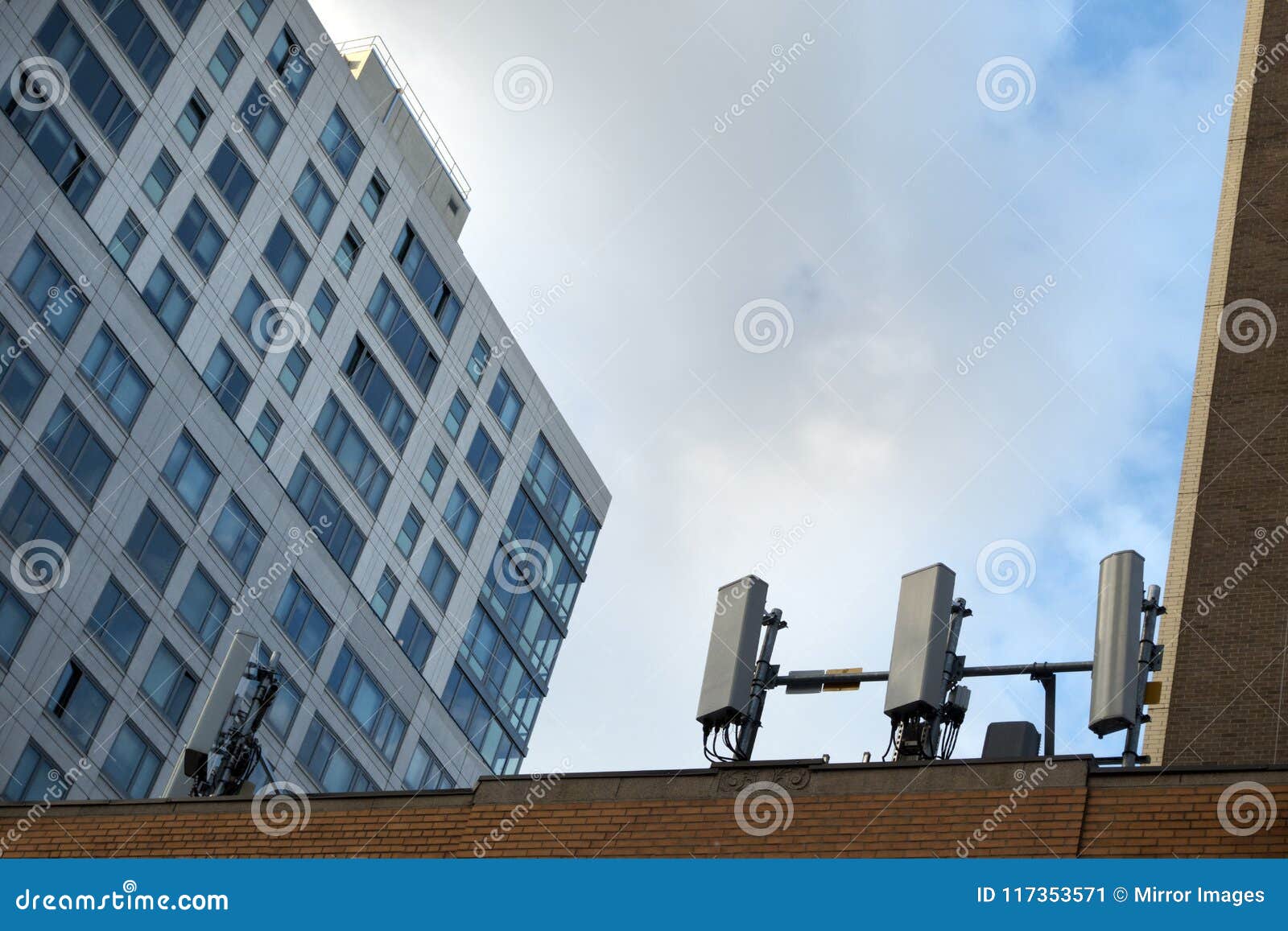 NYC Urban Rooftop Mobile Cell Towers Stock Image - Image of equipment
