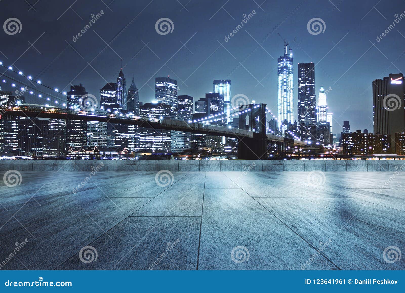 Rooftop with Night City Background Stock Image - Image of concrete,  abstract: 123641961