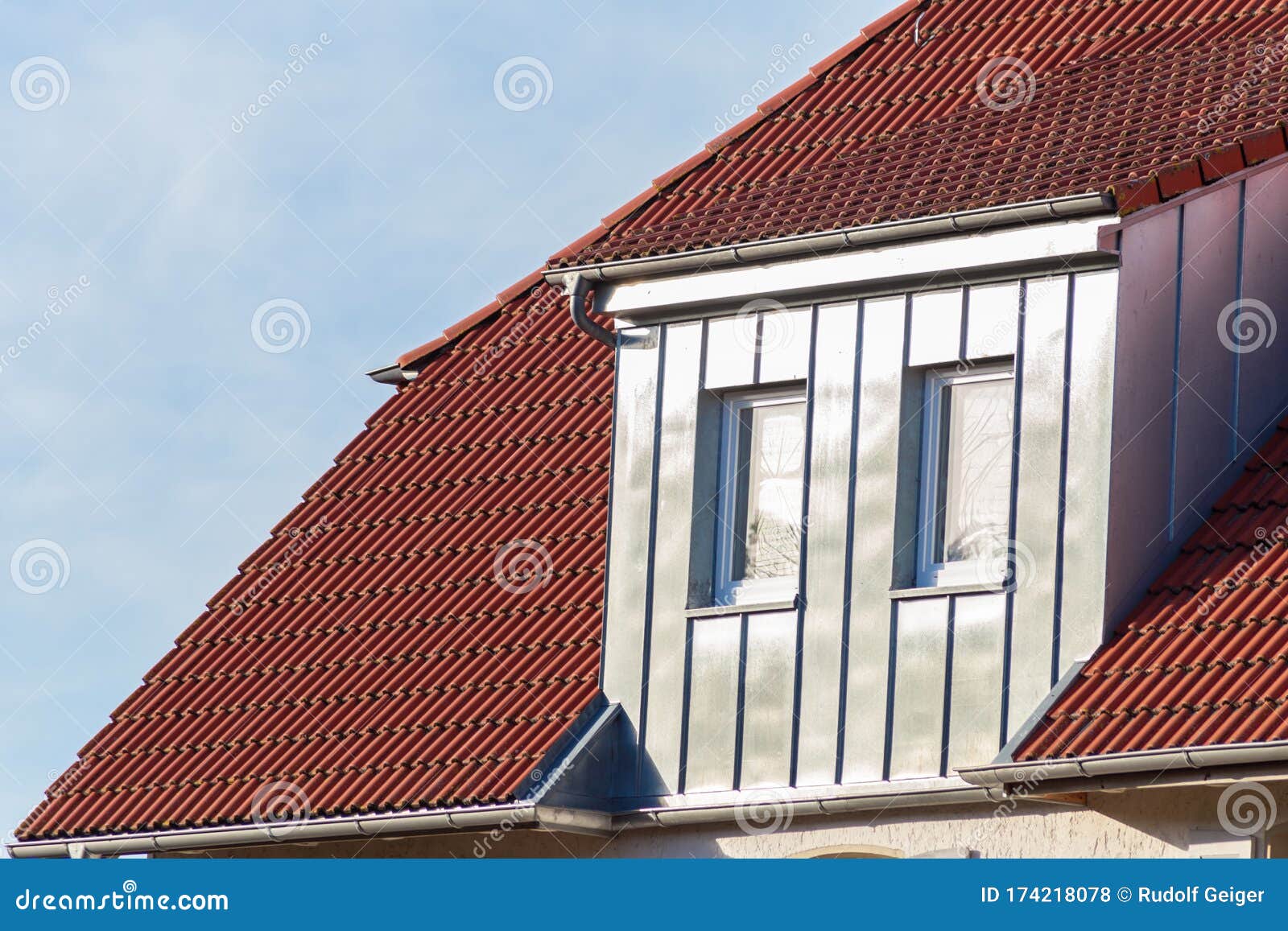 Rooftop with windows stock photo. Image of roofing, home 174218078