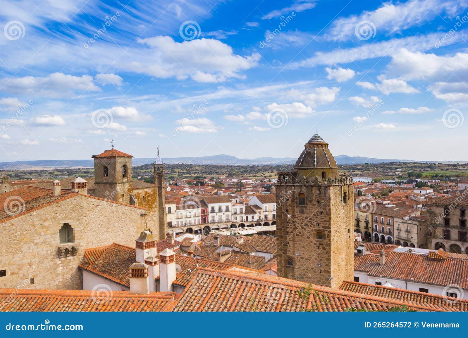 rooftops and church towers of the historic city trujillo