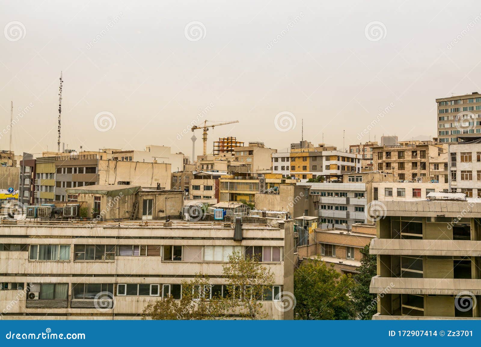 Rooftops of the Modern Building in the Downtown of Teharan, Iran