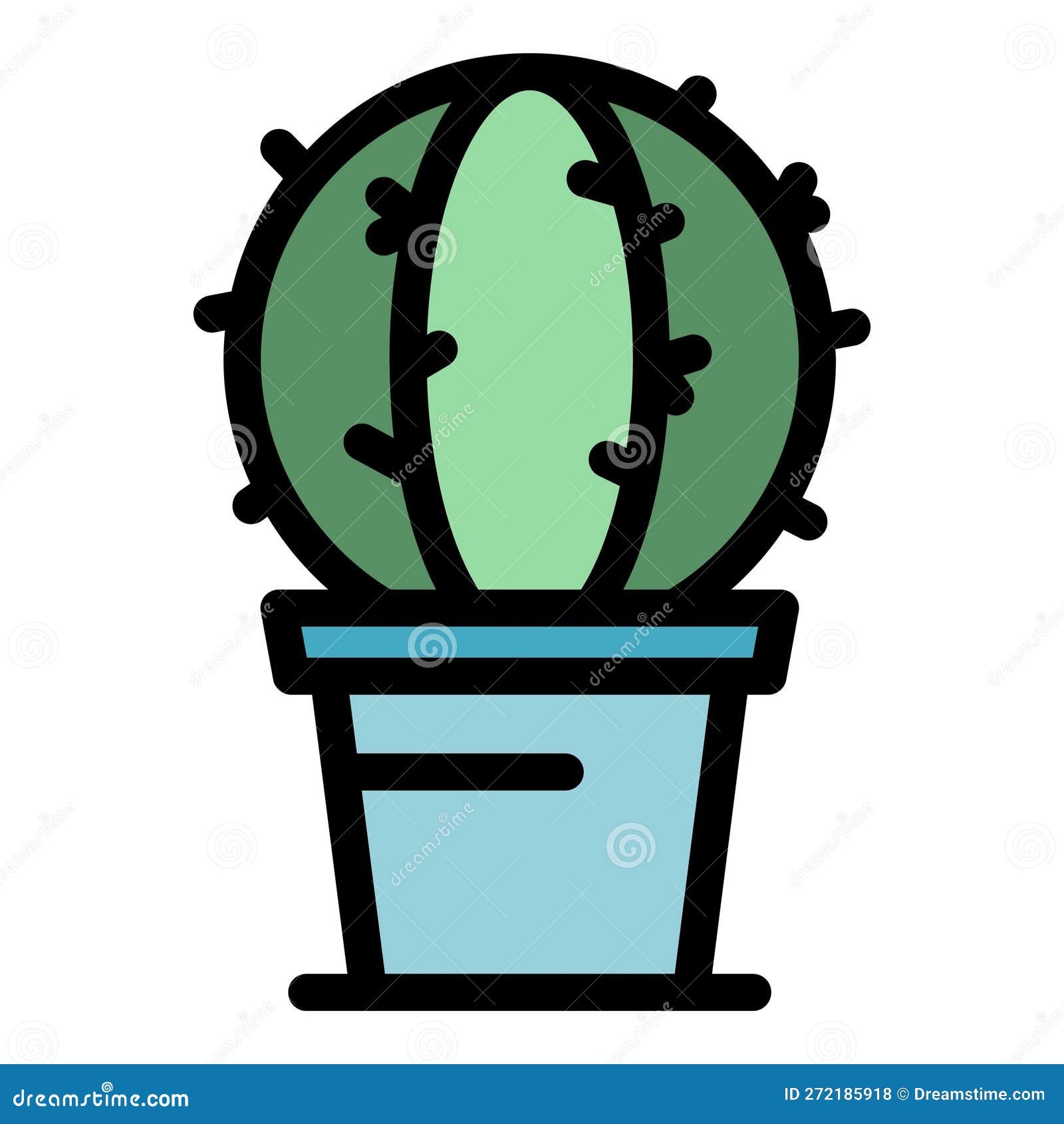room cactus pot icon  flat