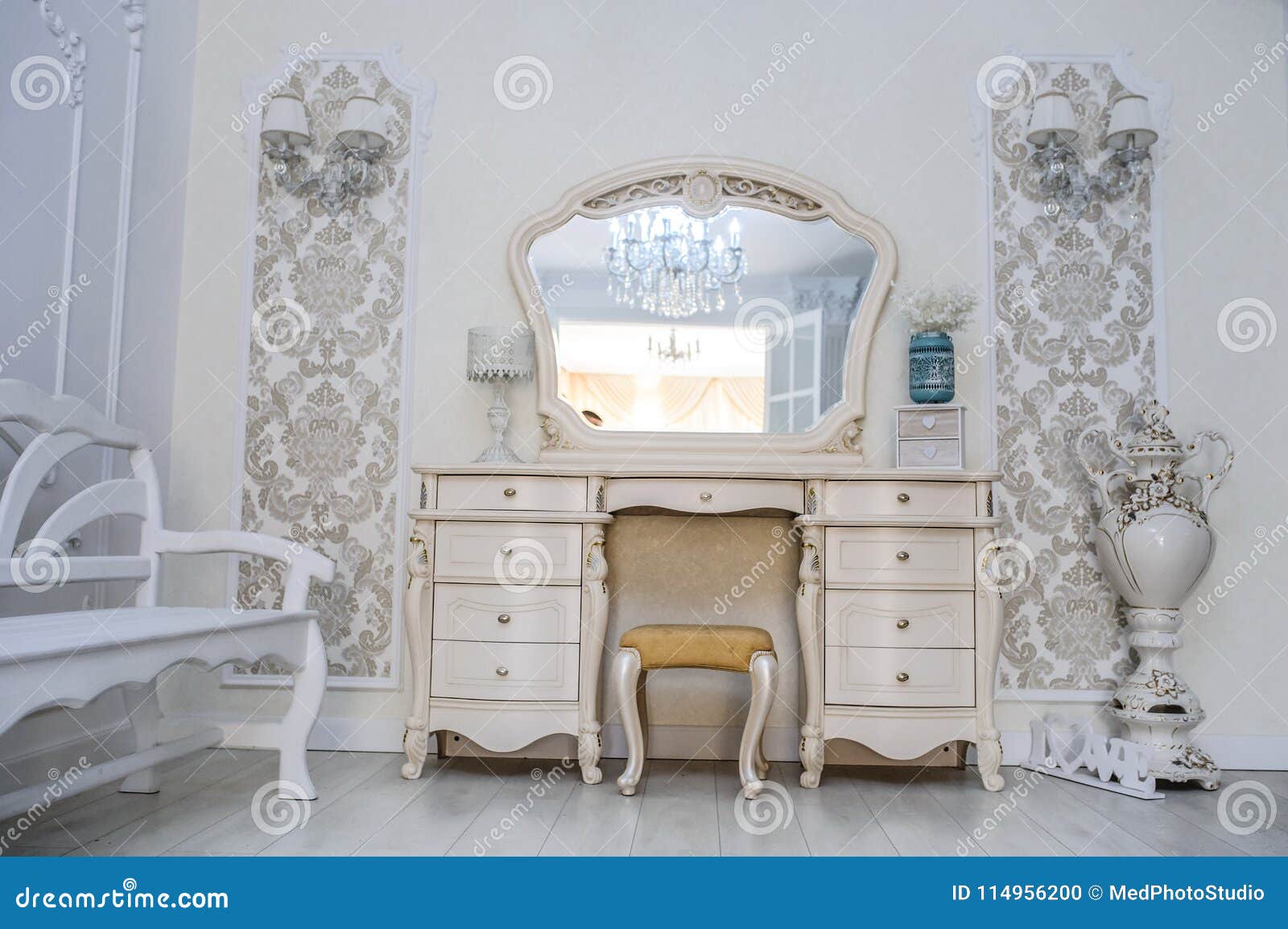 Room With Chair And Mirror For Makeup Stock Photo - Image of Room With Chair And Mirror For Makeup Stock Photo - Image of