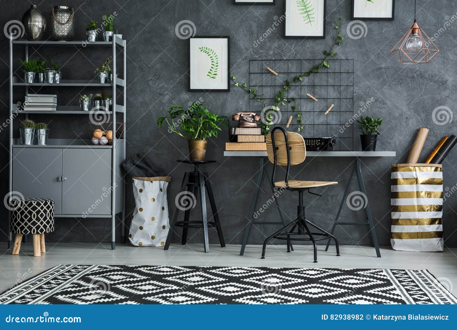Room corner desk and chair stock photo. Image of flower 82938982