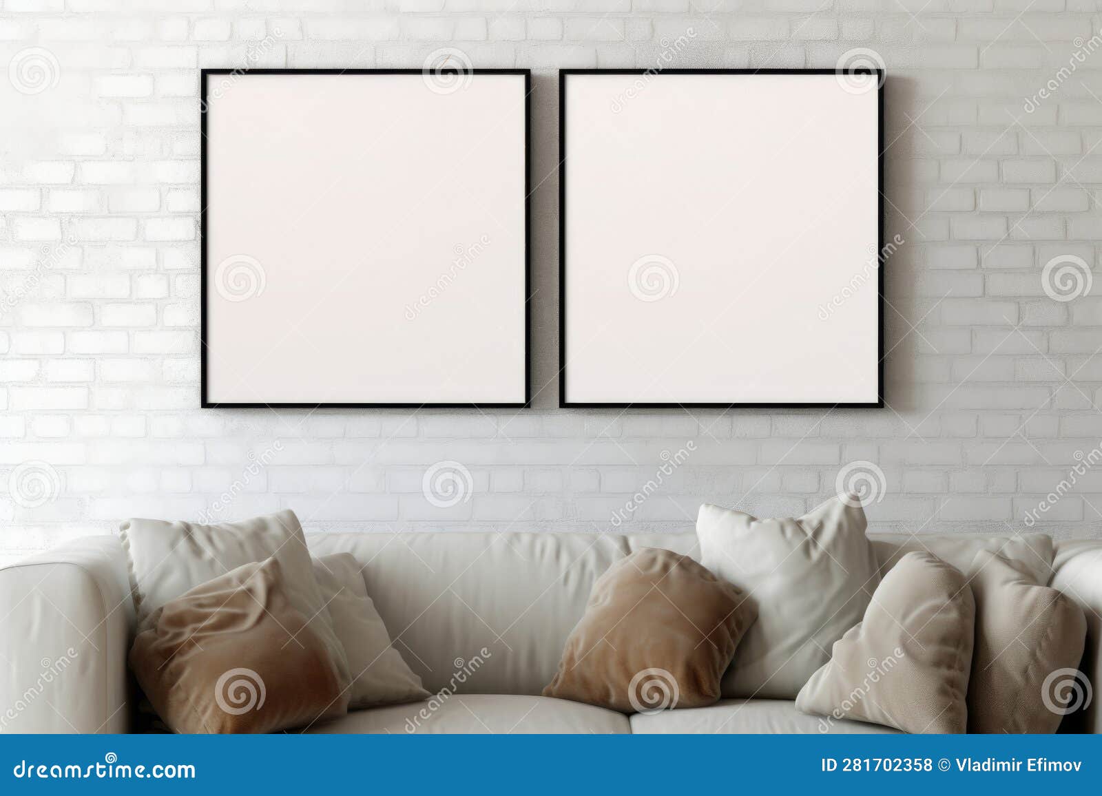 Large Interior Paintings in the Room Above the Sofa Stock Illustration