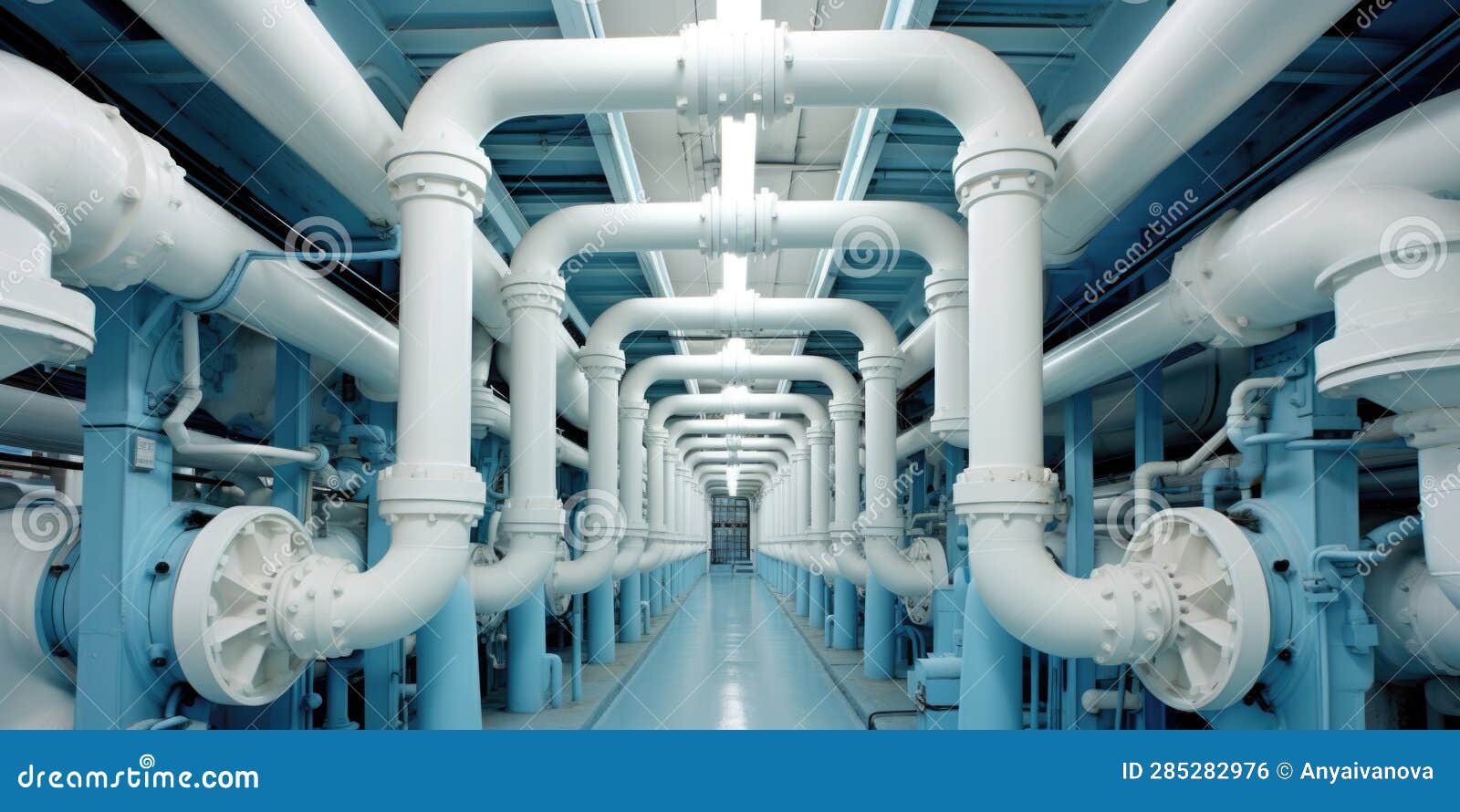 A Room Filled with Lots of Pipes and Valves. Stock Photo Image of