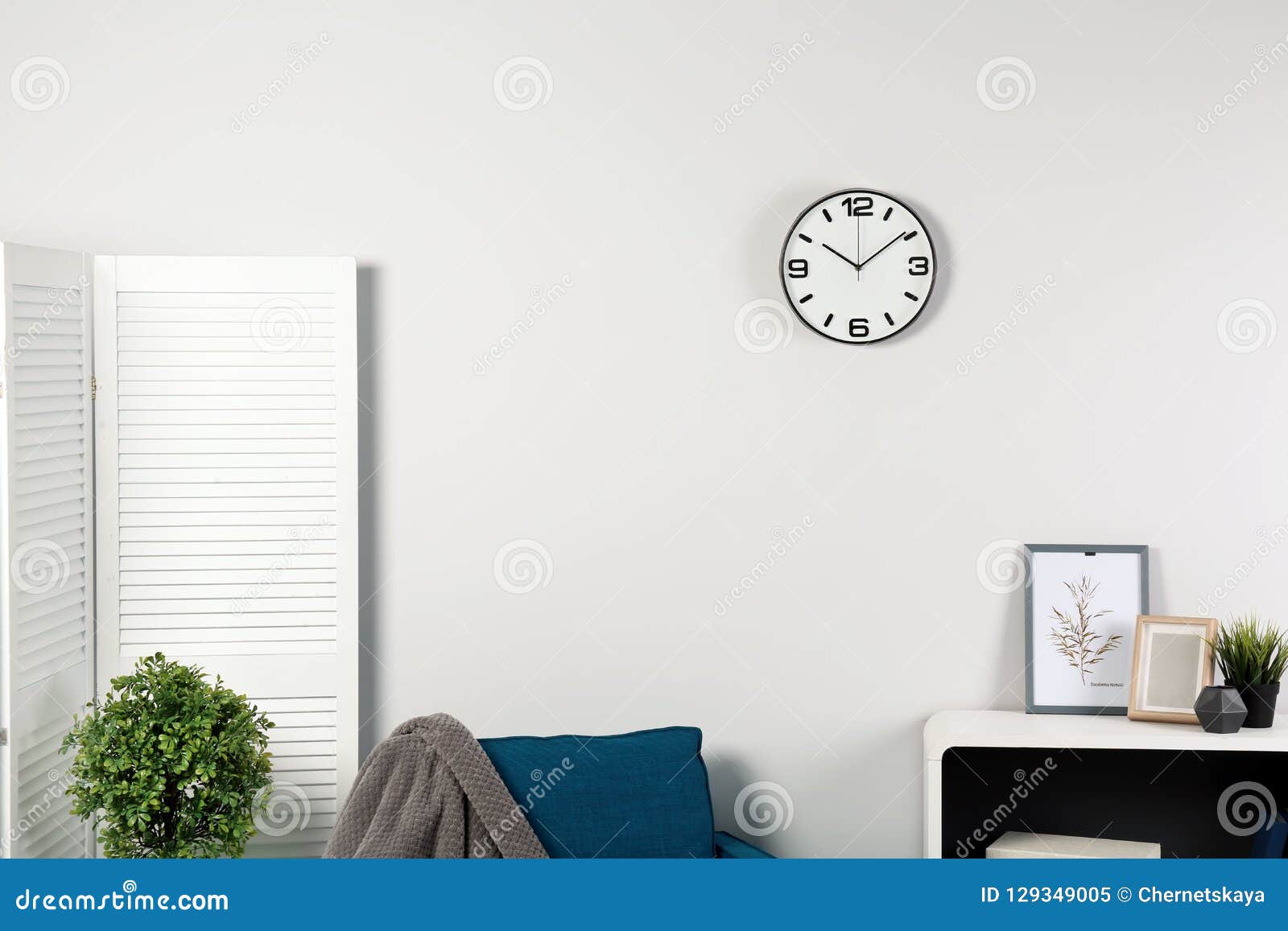 Room Interior with Clock on Wall Stock Image Image of punctuality