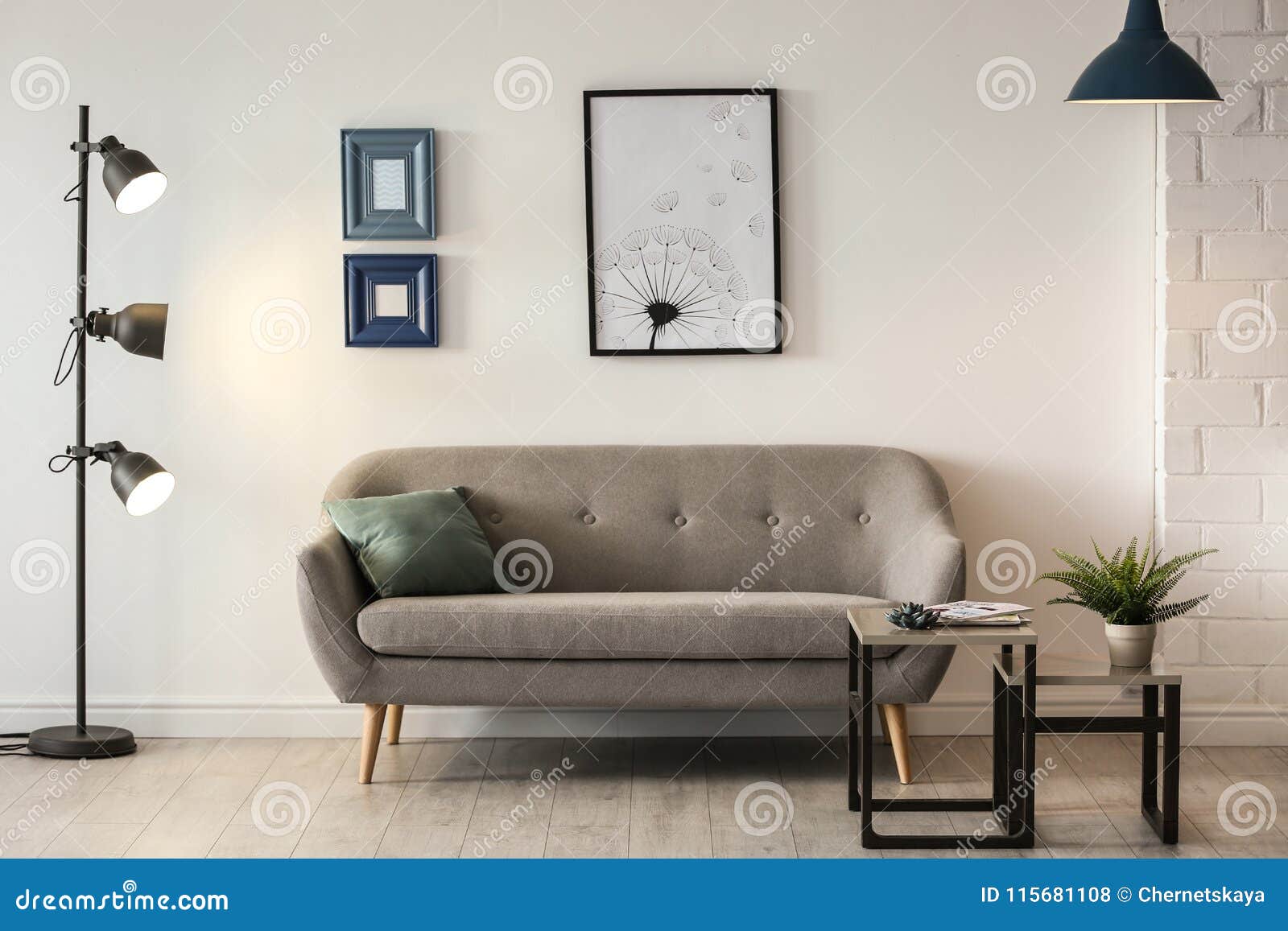 Room Interior with Modern Lamps and Sofa Stock Photo Image of device