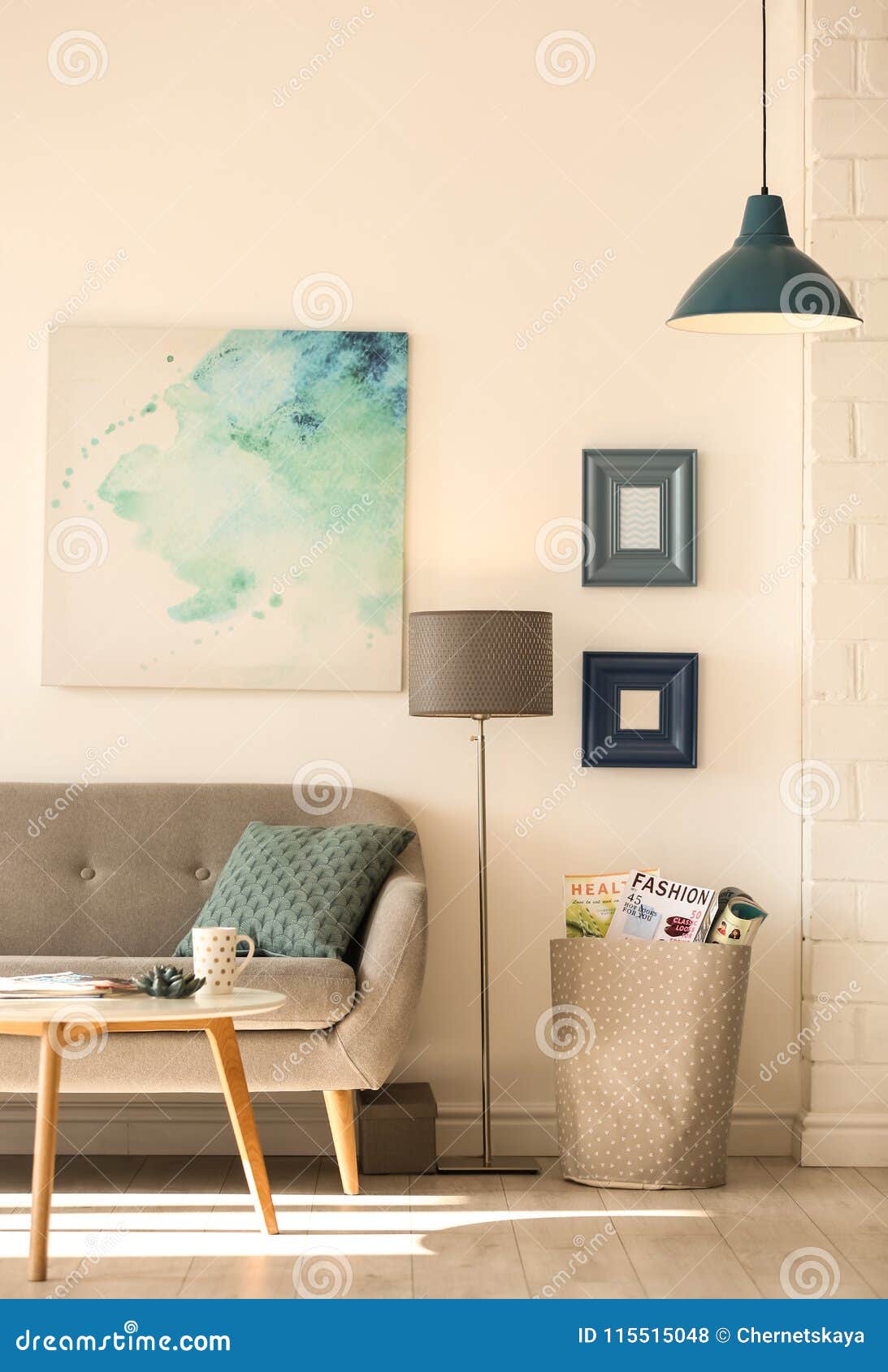 Room Interior with Modern Lamps and Sofa Stock Photo Image of