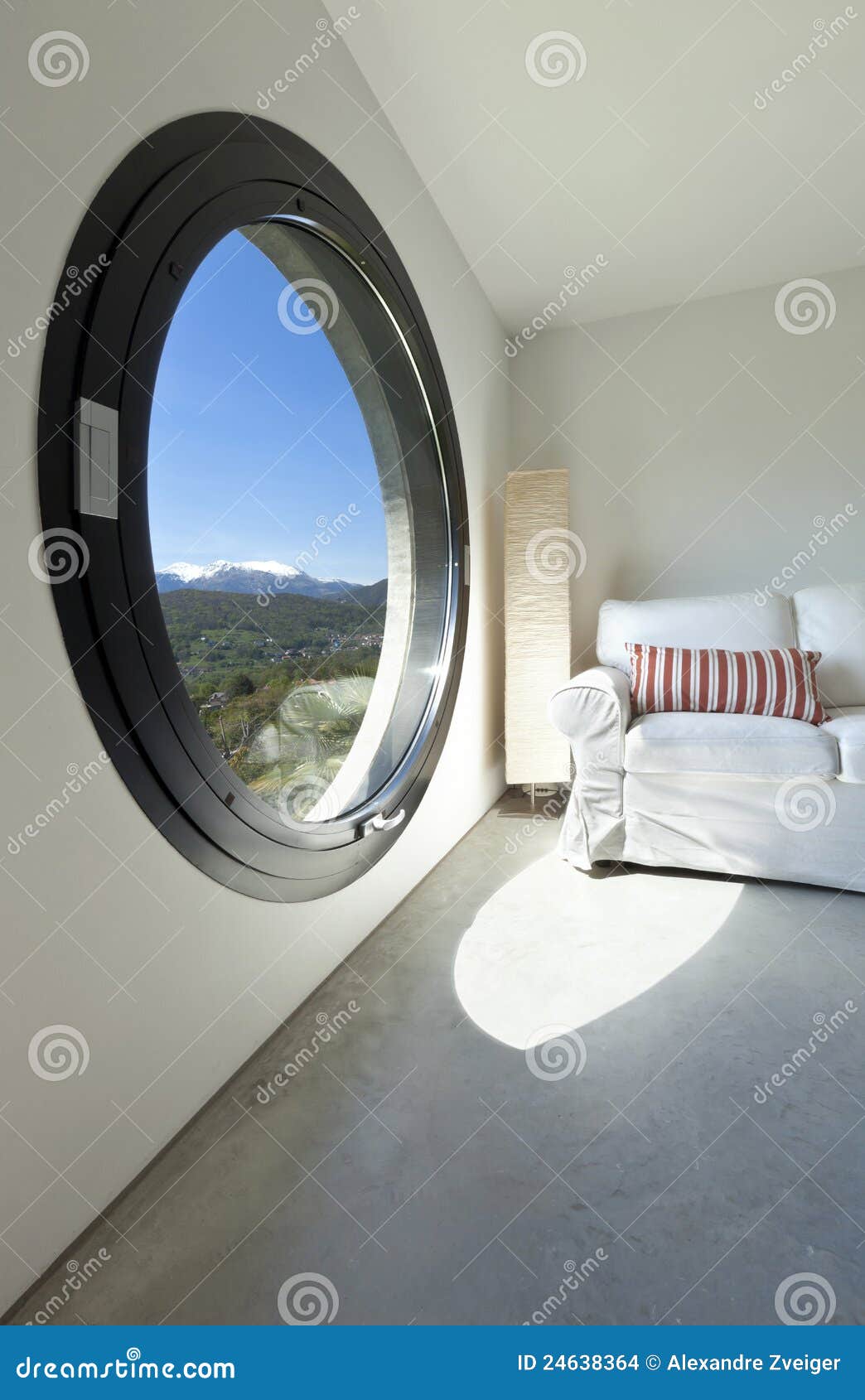 Room with large porthole stock photo. Image of interior 24638364