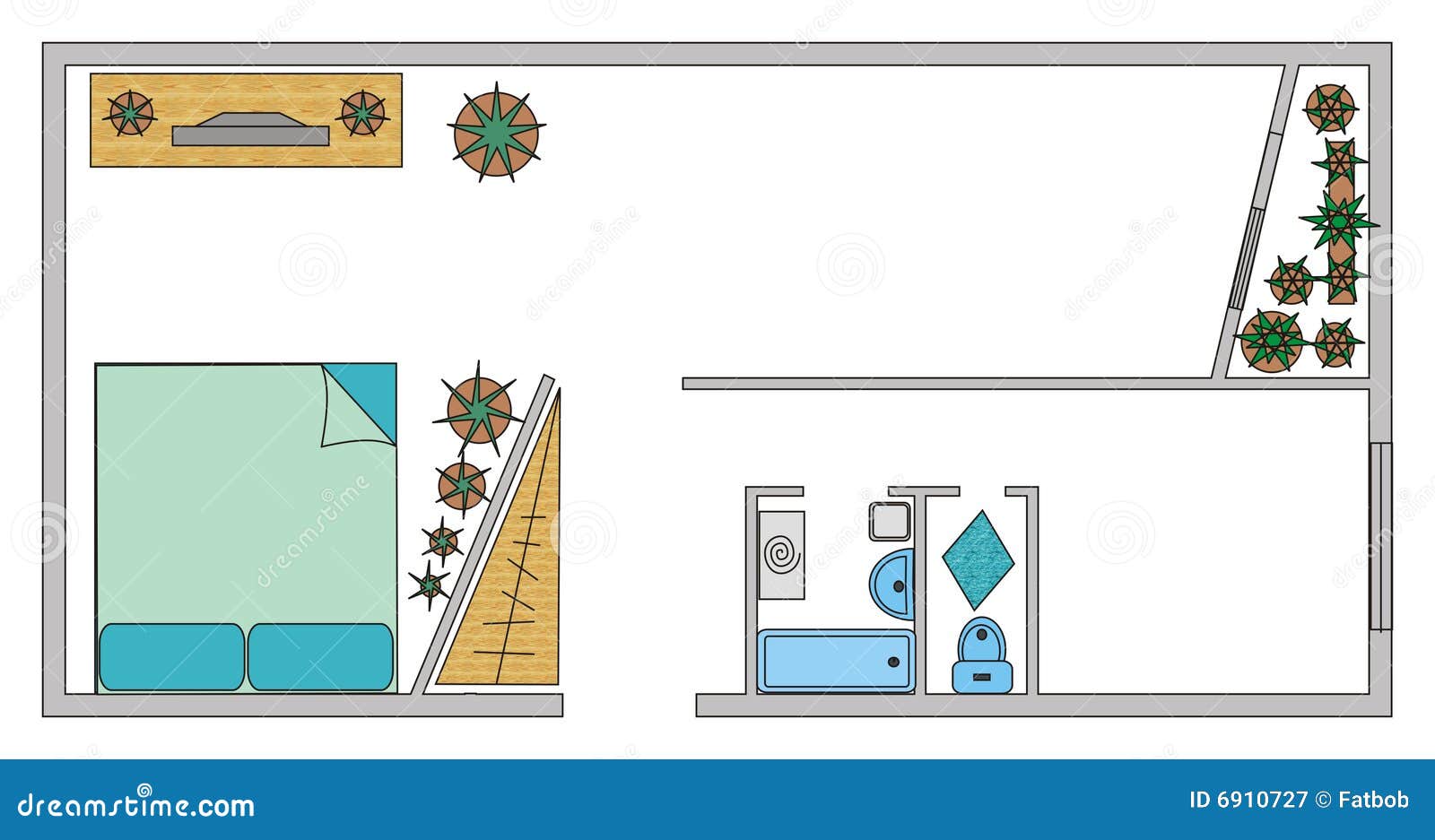 A Room Layout With Furniture And Decor, Highlighting The Art Of
