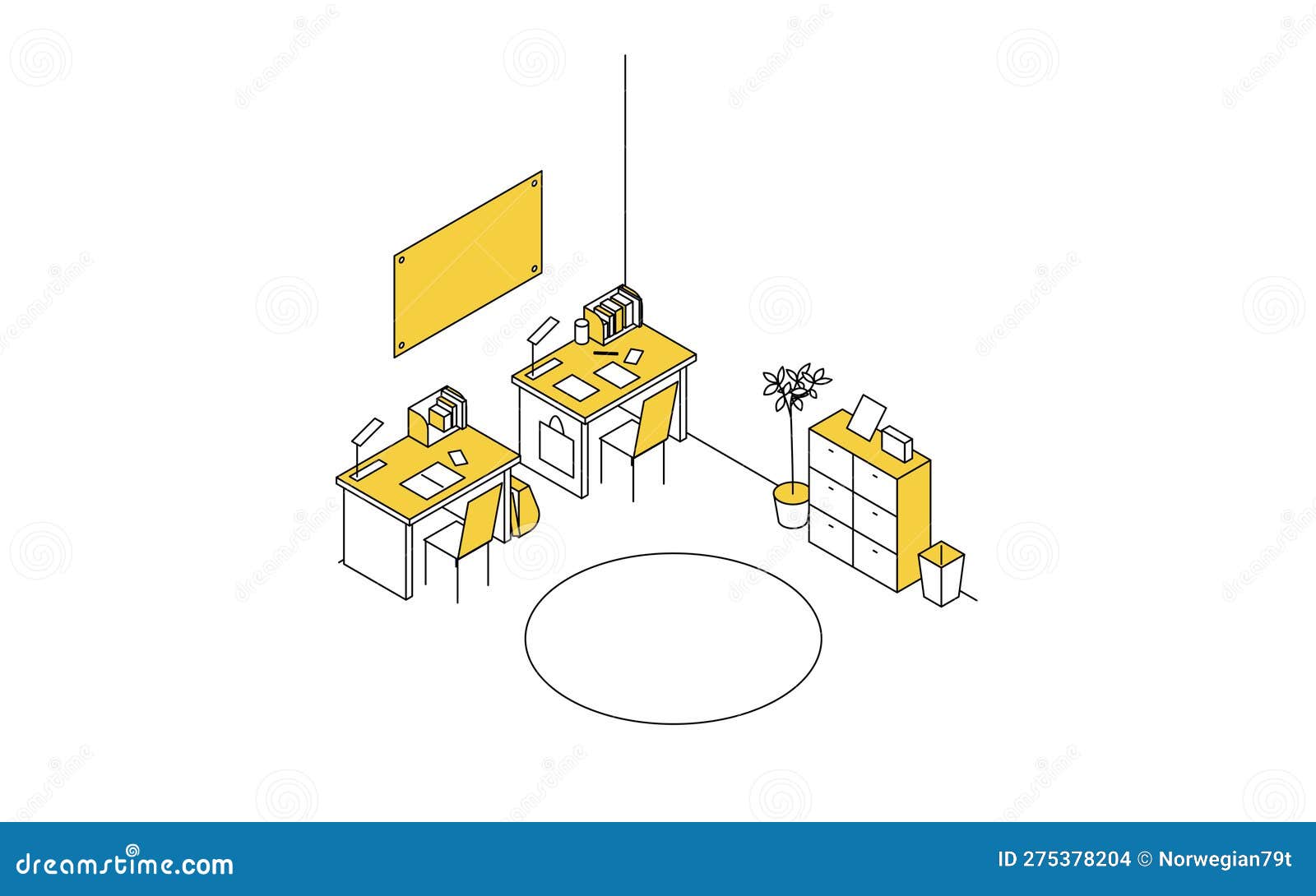 Room for Rent Children S Room, Simple Isometric with Two Study Desks