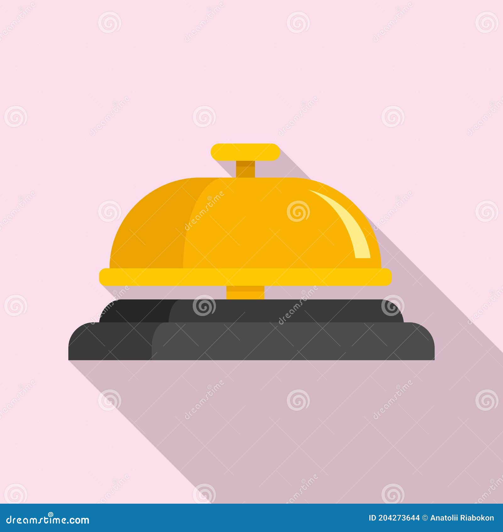 Room Service Bell Icon, Flat Style Stock Vector Illustration of sound