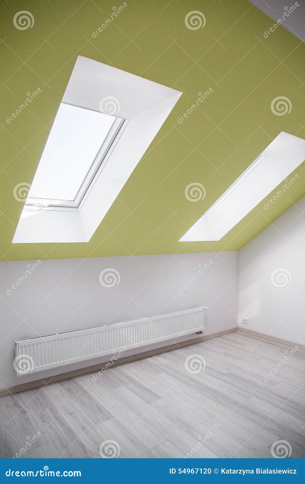 room with slanting window