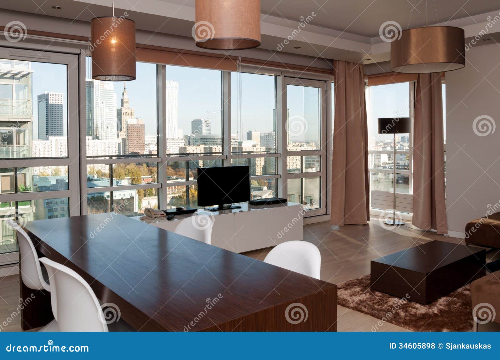 Room View In Skyscraper Apartment Stock Photo - Image 