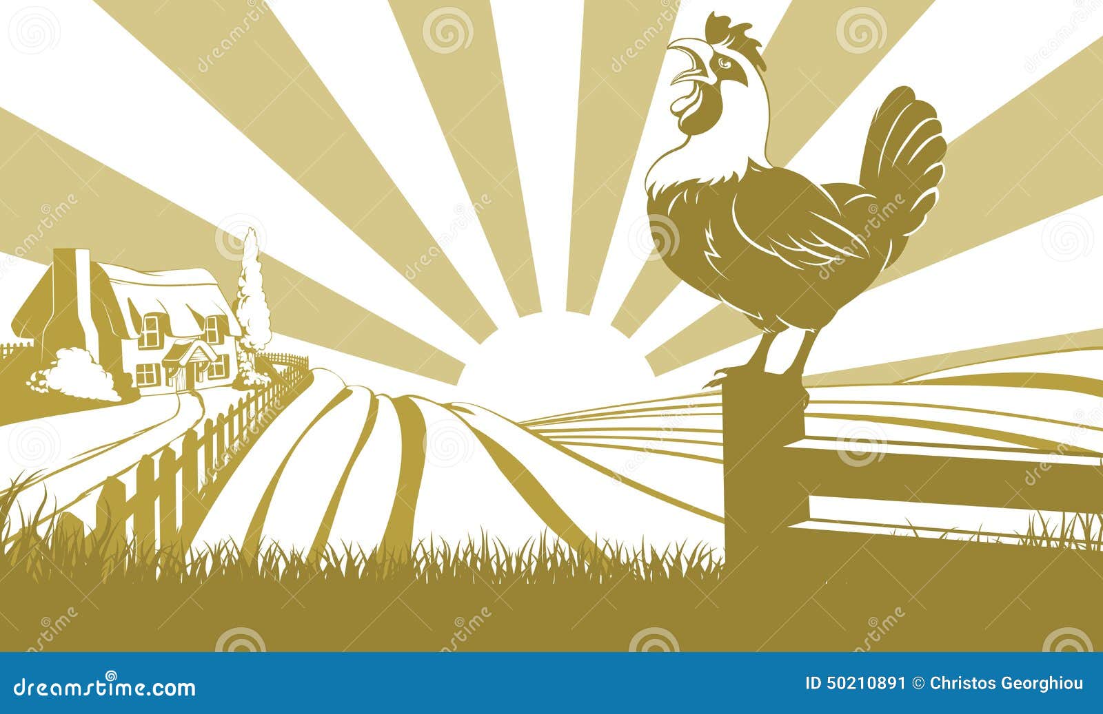 Download Rooster farm field concept stock vector. Illustration of ...