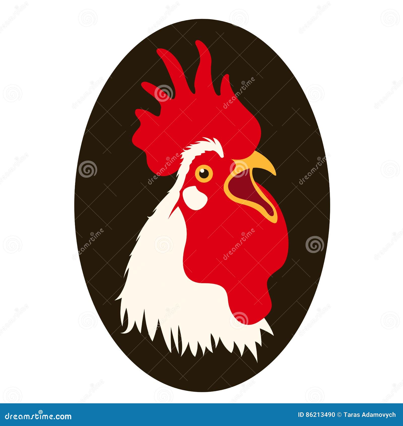 Rooster Head Vector Illustration Style Flat Stock Vector - Illustration ...