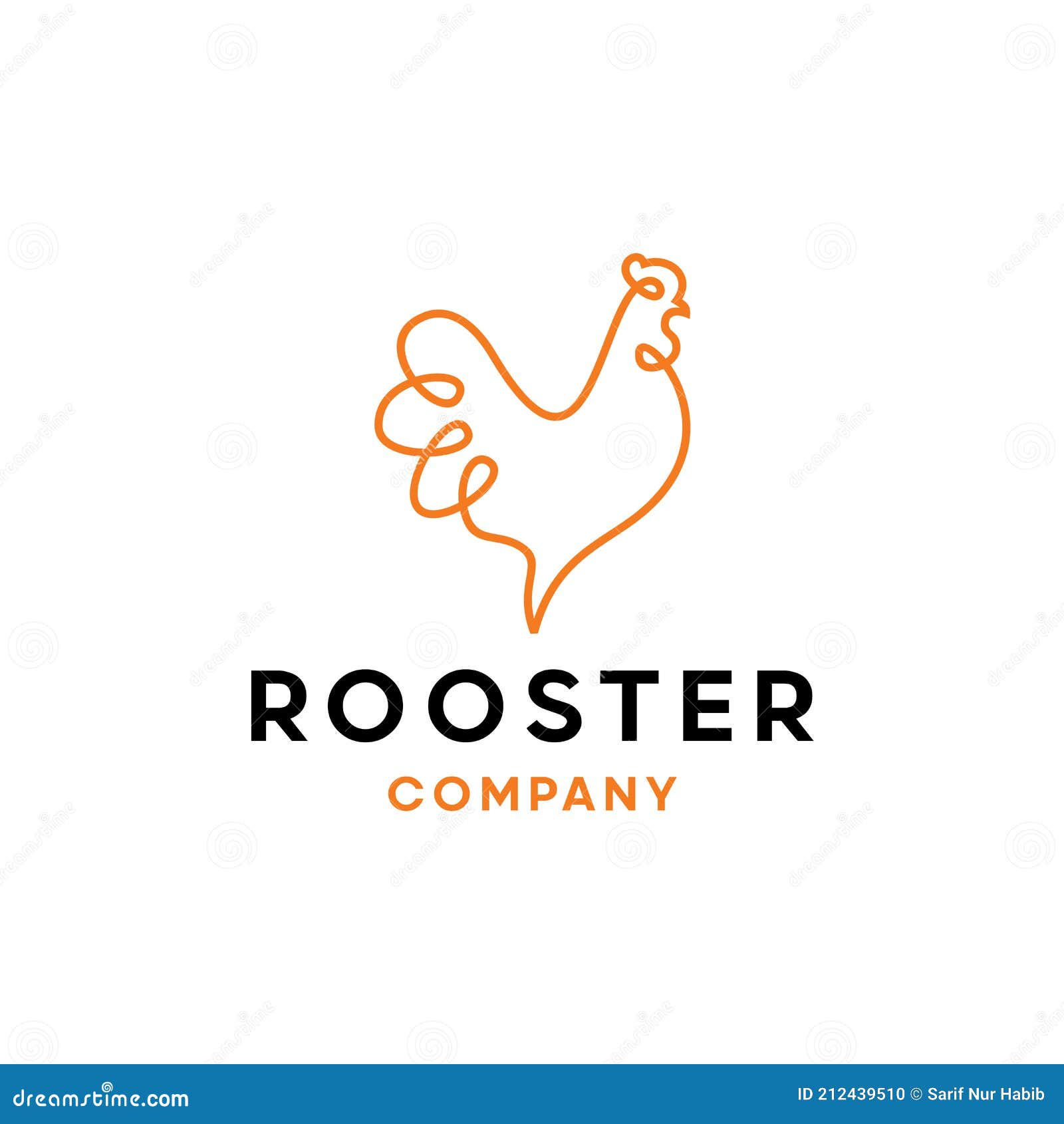 Rooster Line Logo Design Template Stock Vector Illustration of