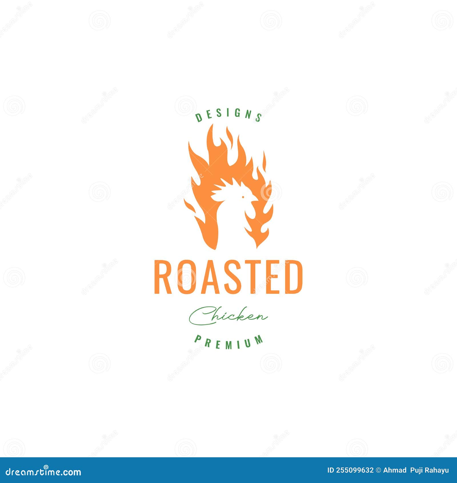 Rooster Roast Fire Logo Design Vector Stock Vector Illustration of