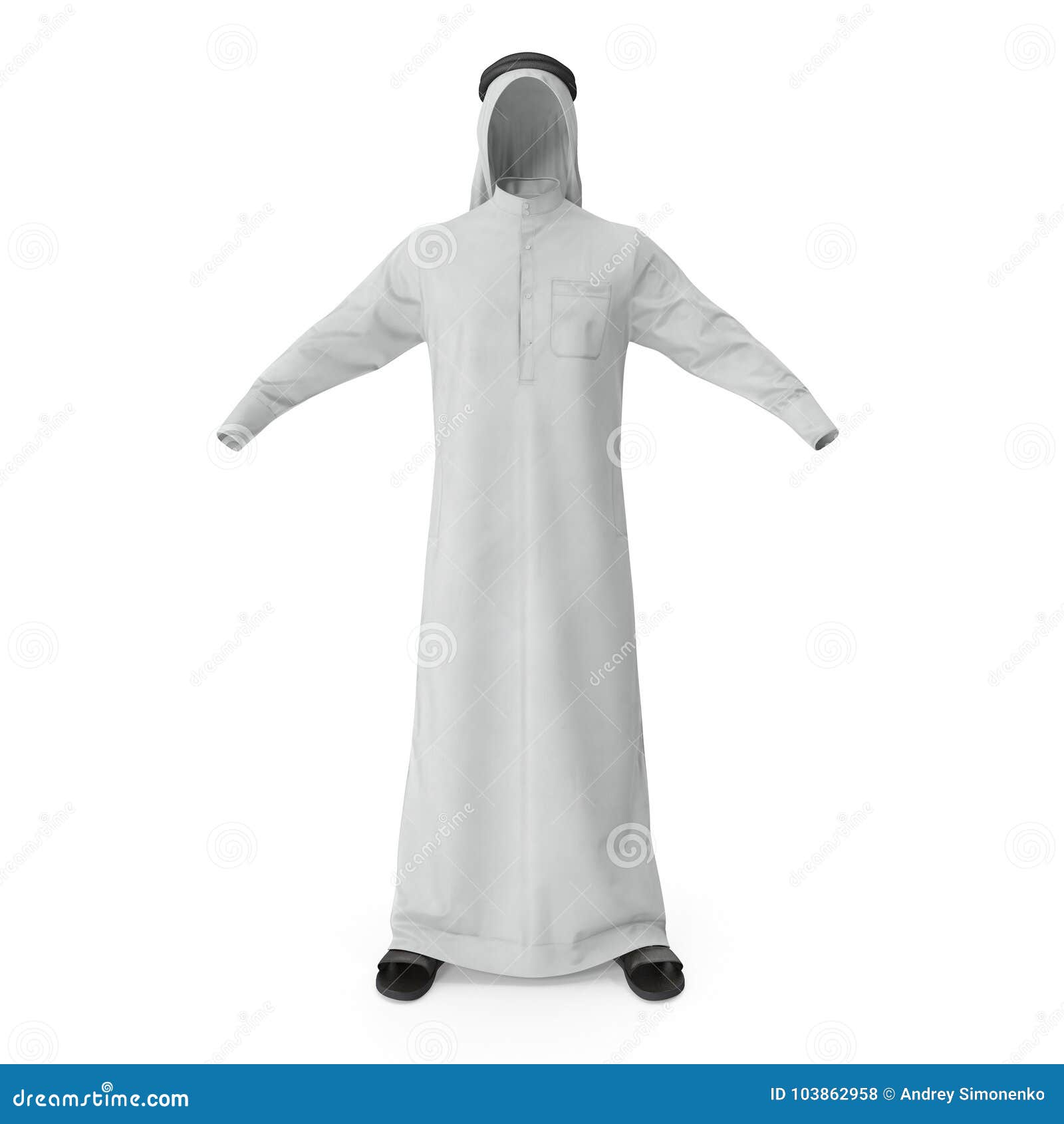Ropa árabe Del Hombre En Blanco Front View Ilustración 3D Stock ilustración - Ilustración de empresario, medio: 103862958