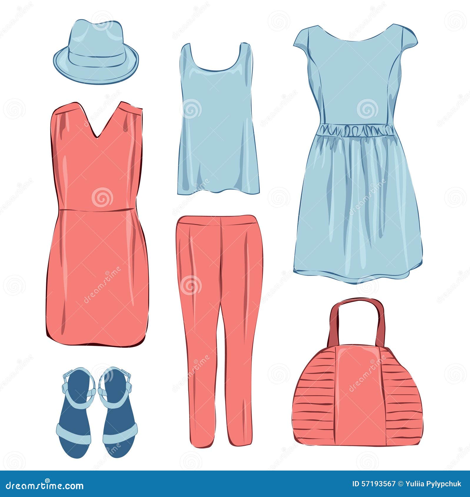 Ropa Del Verano Para La Mujer del Vector - Ilustración de desgaste, manera: 57193567