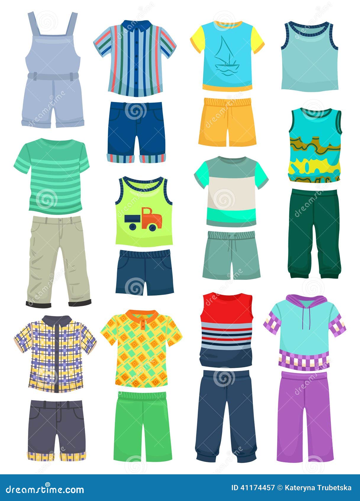 Ropa Verano Los Niños Stock de ilustración - Ilustración de ropa, camiseta: 41174457