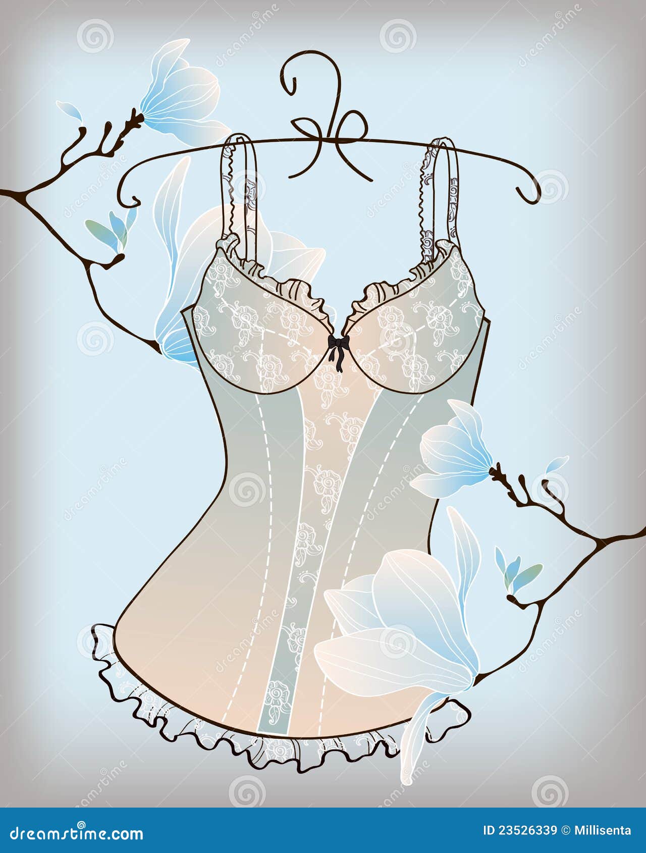 periódico masa infierno Ropa Interior Romántica Con Las Flores De La Magnolia Ilustración del  Vector - Ilustración de estilo, underclothing: 23526339