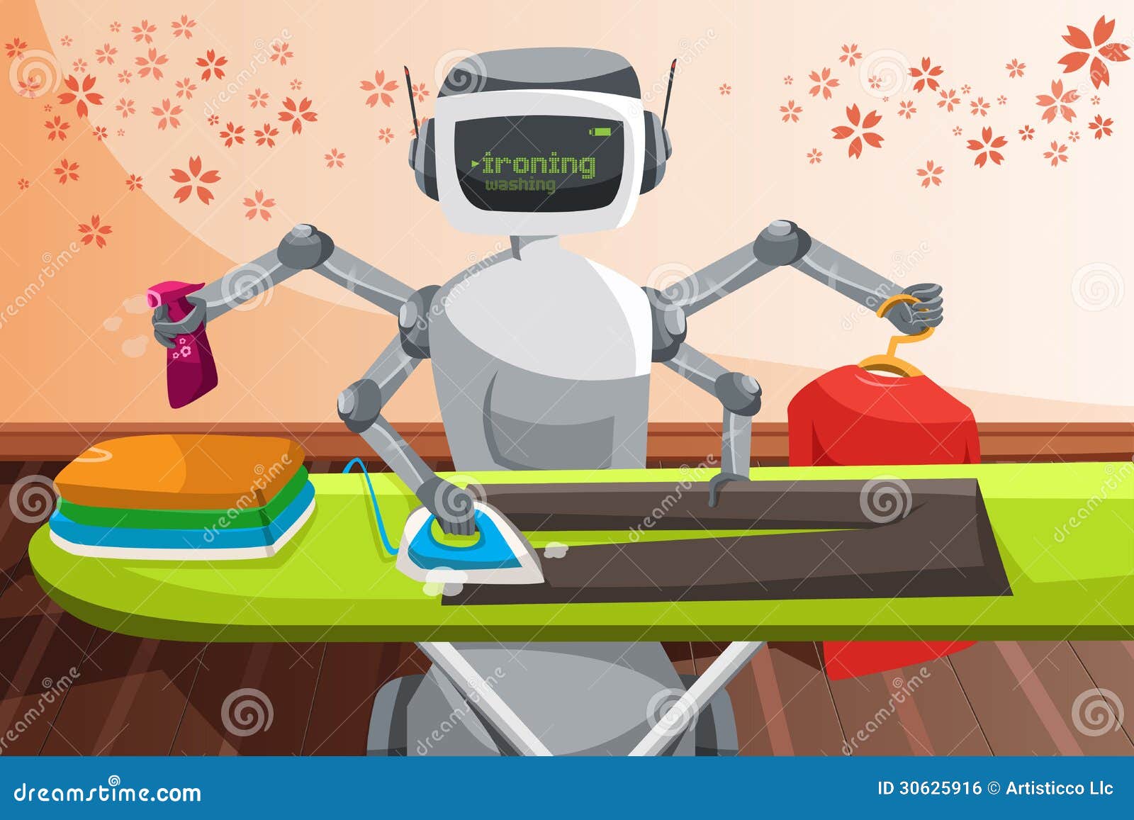 Humorístico Publicación Cuadrante Ropa que plancha del robot ilustración del vector. Ilustración de limpieza  - 30625916