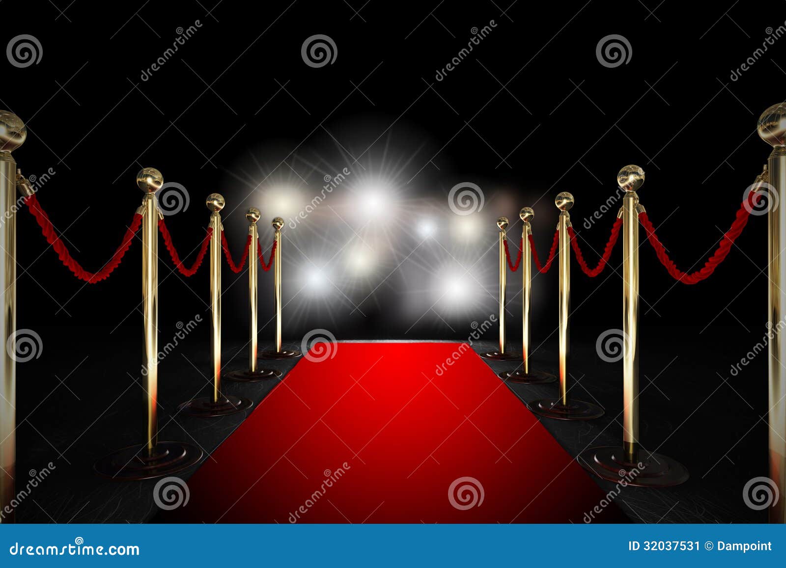 rope barrier with red carpet and flash light