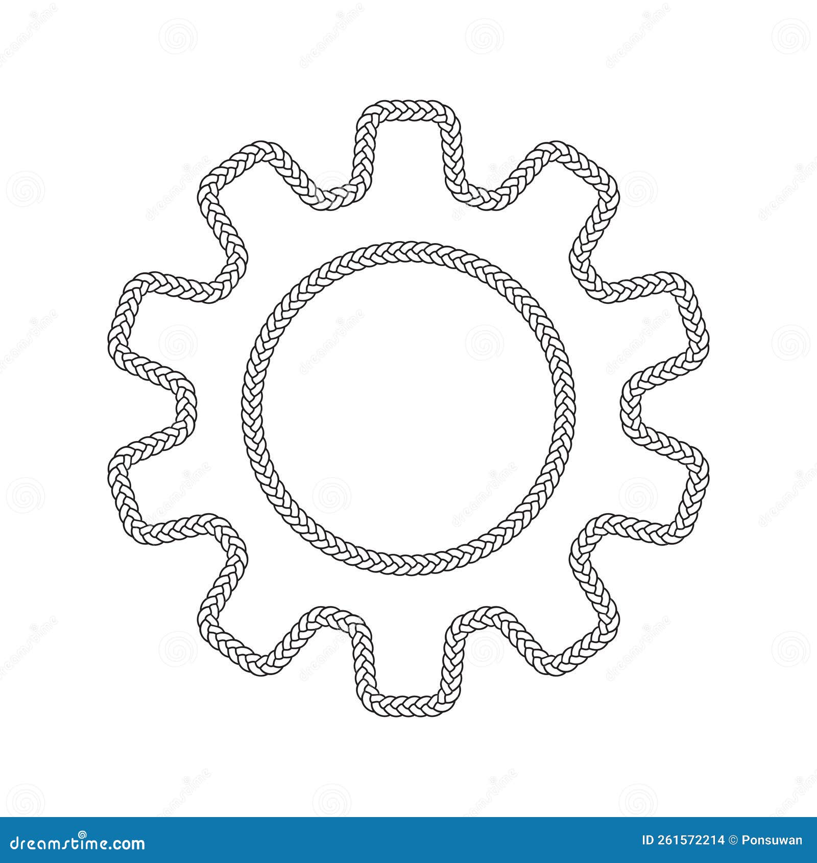 Rope Border Gear Pattern Frame Vector Illustration Stock Vector