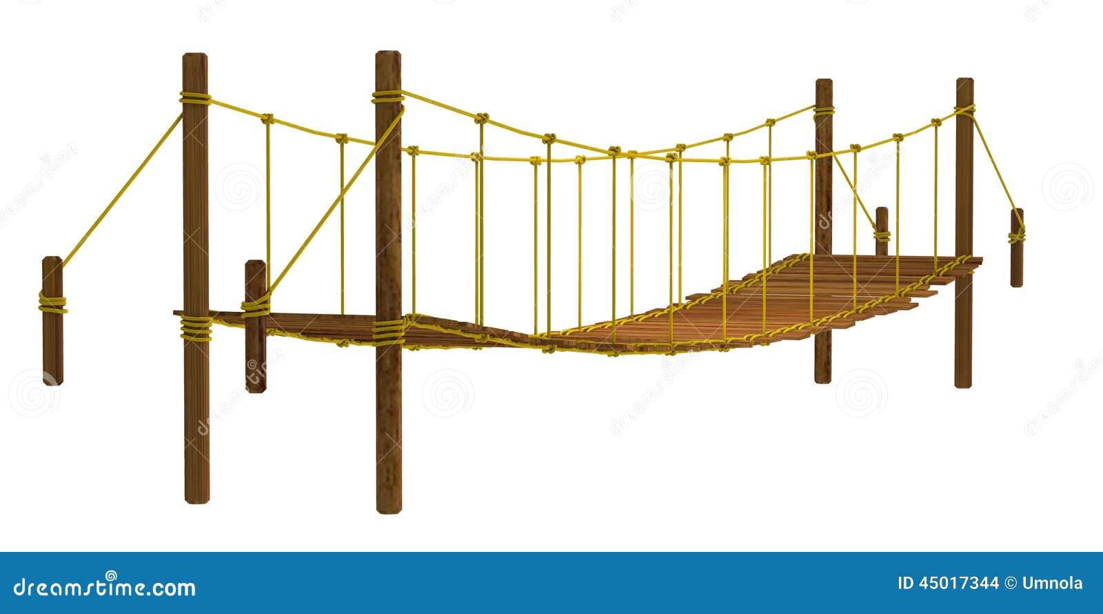 Rope Bridge, Isolated on the White Background Stock Illustration