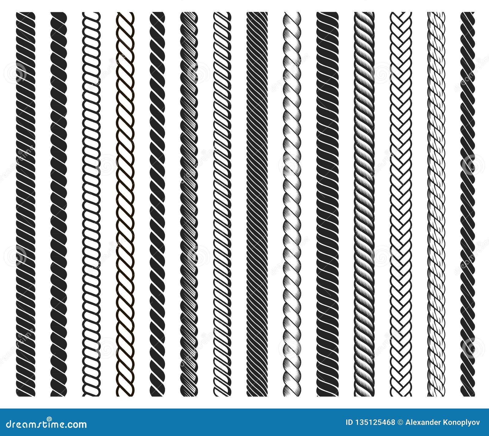 Rope Brushes Frame, Decorative Black Line Set Stock Vector ...