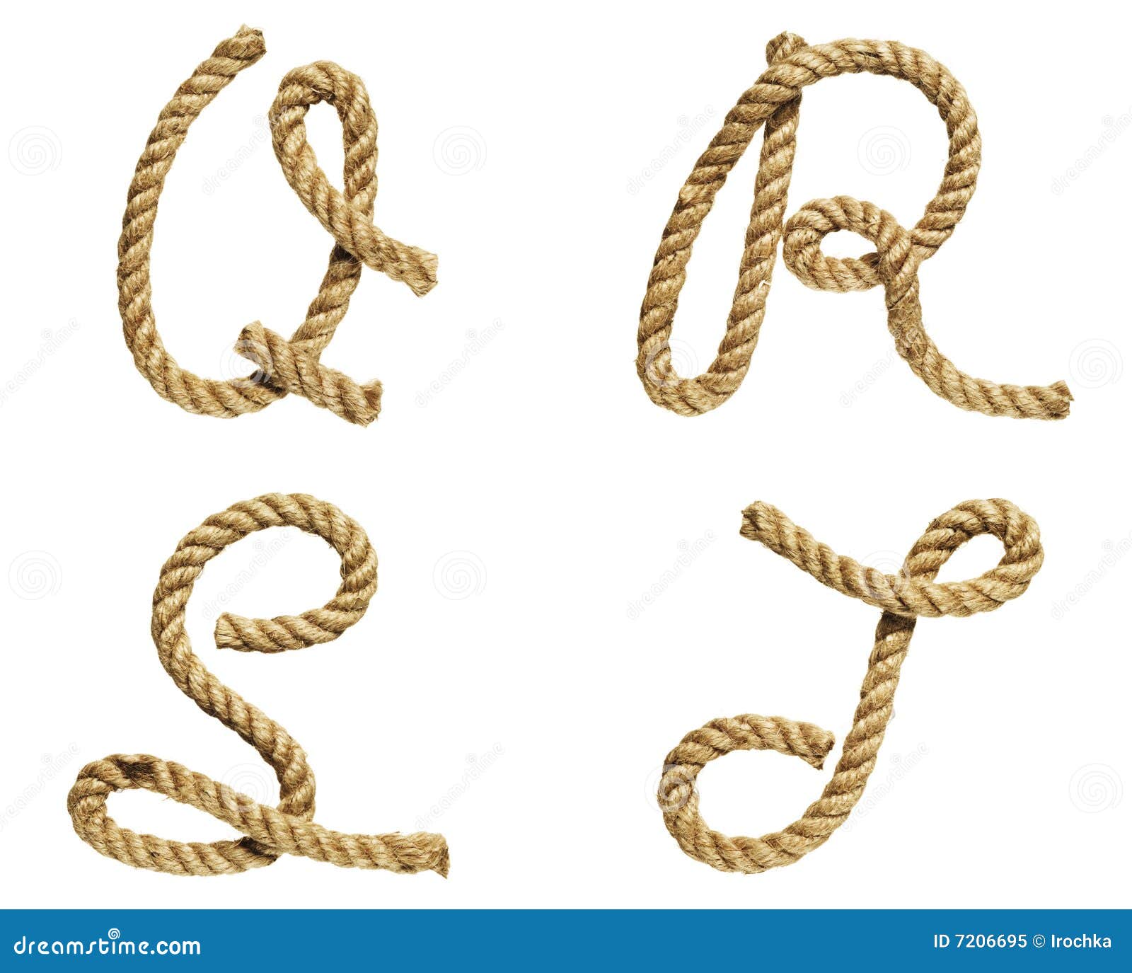 rope forming letter a, b, c, d