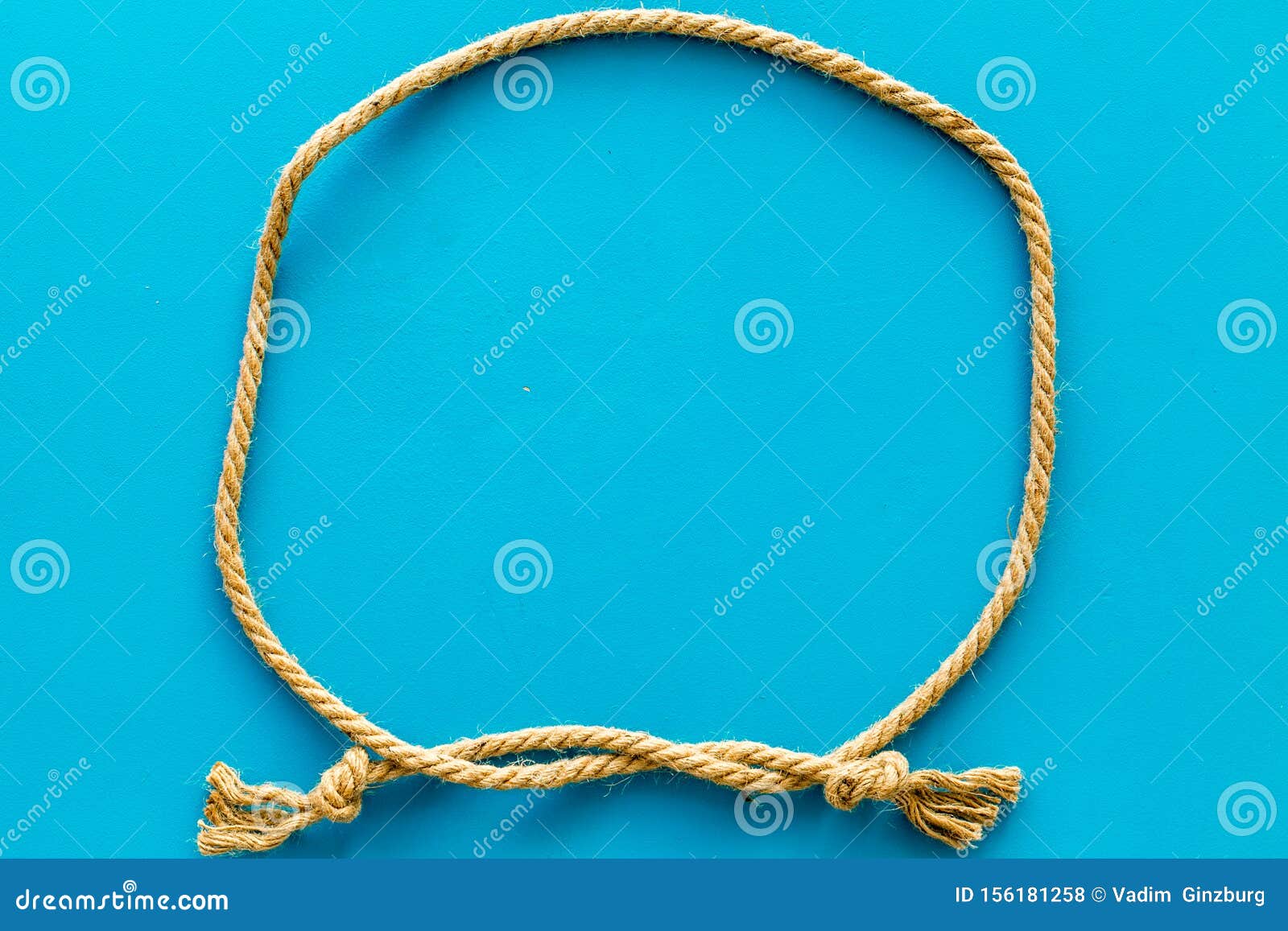 Rope Frame on Blue Background Top View Mock Up Stock Photo Image of