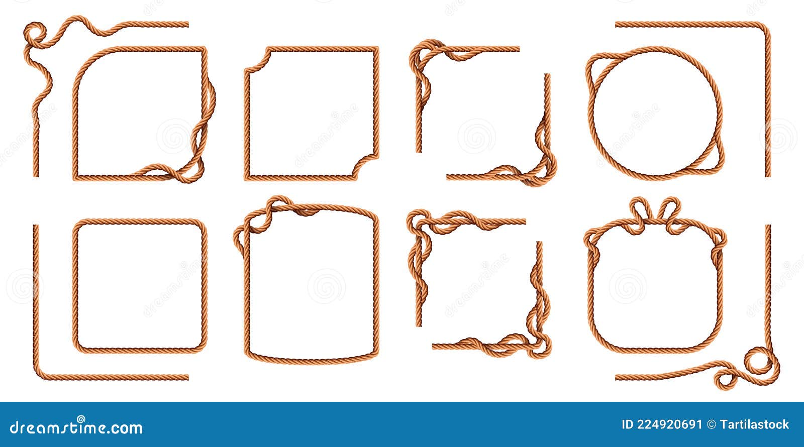 Cartoon cord loop. Nautical rope knot icon