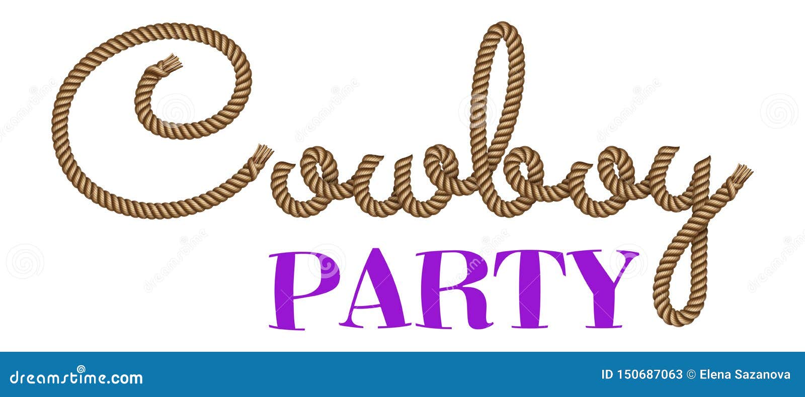Rope Hand Drawn Lettering Cowboy Stock Vector - Illustration of hand