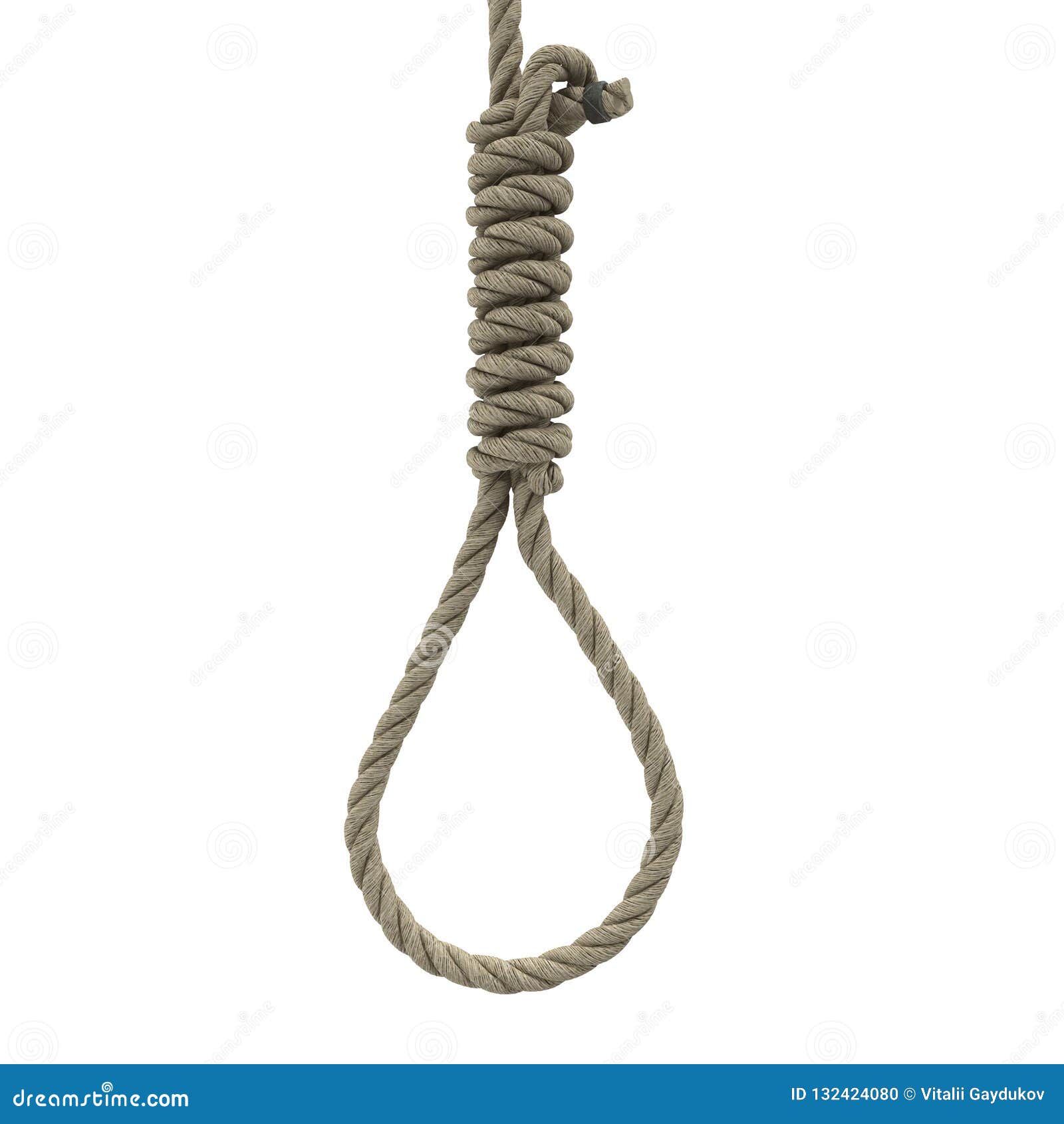 Rope Loop on the Neck on an Isolated White Background. 3d Illustration