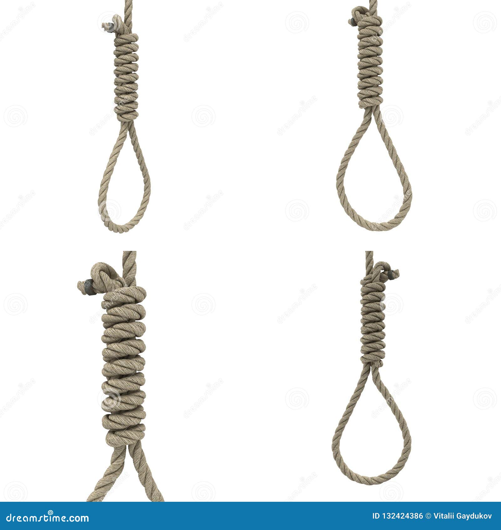 Rope Loop on the Neck on an Isolated White Background. 3d Illustration