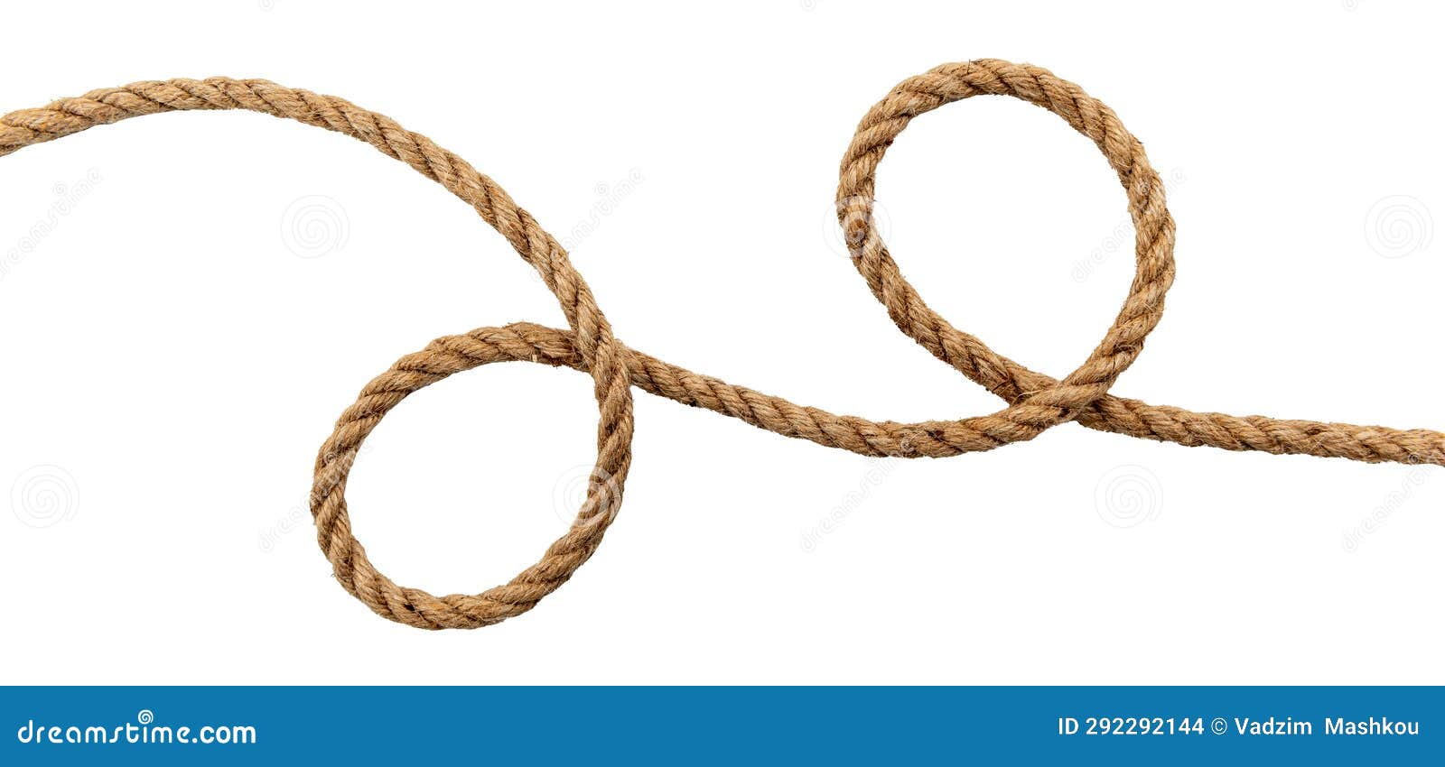 Rope Made of Jute in Loops and Knots on a White Background. Linen