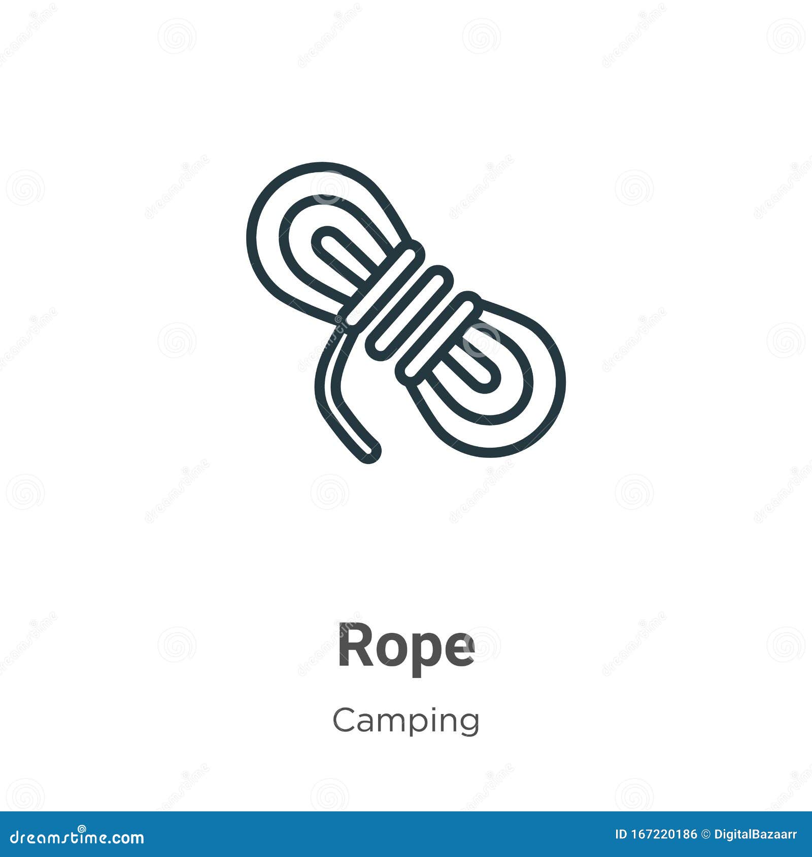 Rope Outline Vector Icon. Thin Line Black Rope Icon, Flat Vector