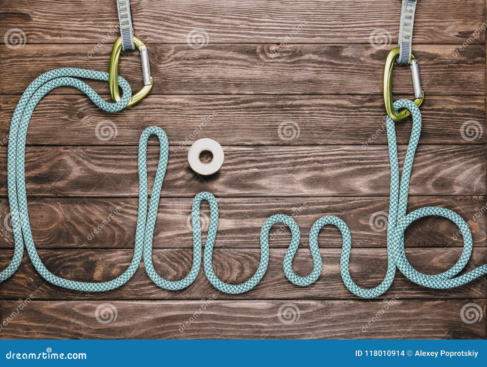 Rope in Shape of Word Climb. Stock Photo - Image of blue, gear