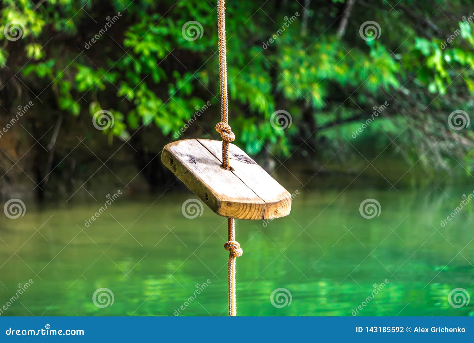 Rope Swing Over Clear Water Lake in Mountains Stock Photo Image of